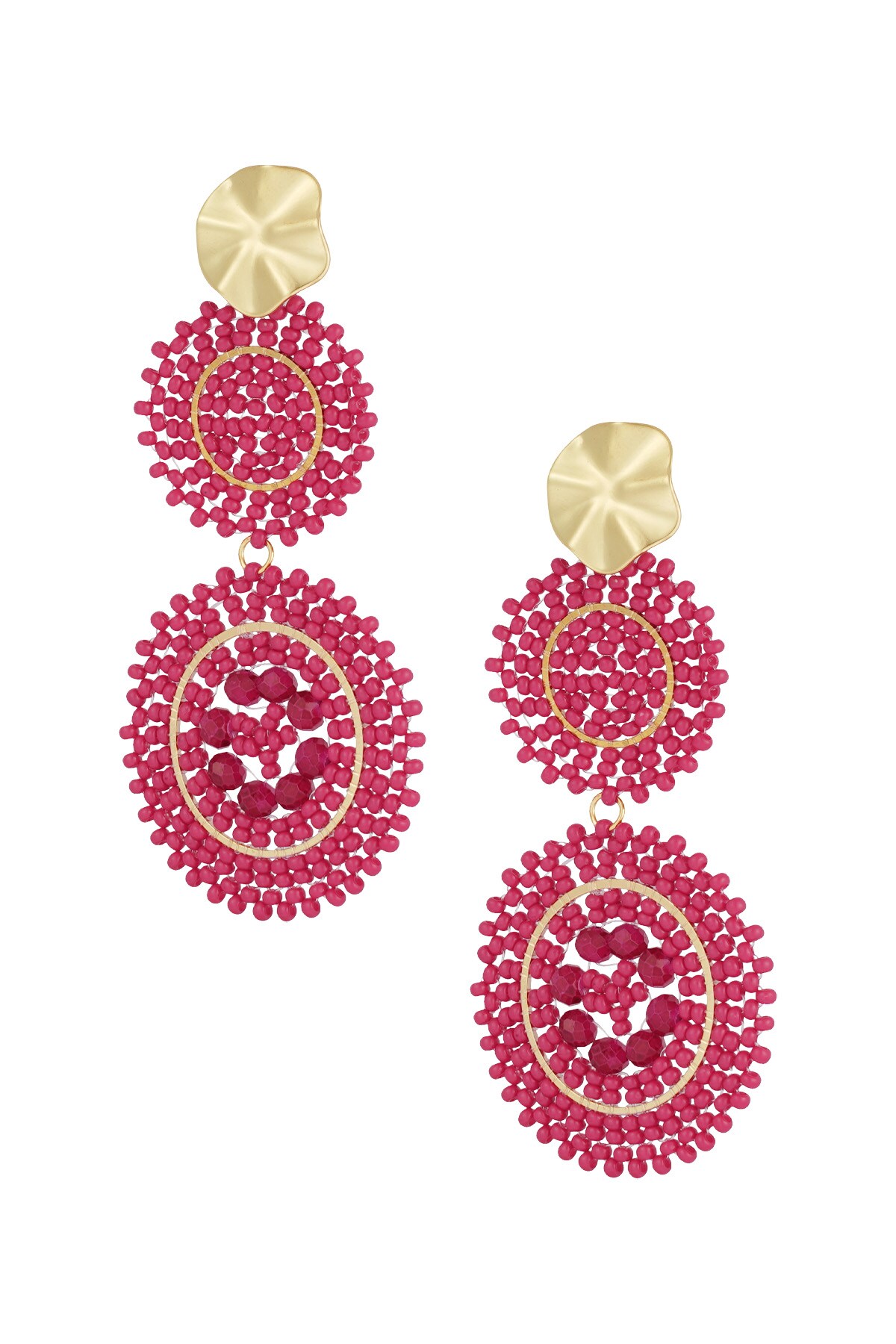 Bold Bead Earrings - red 