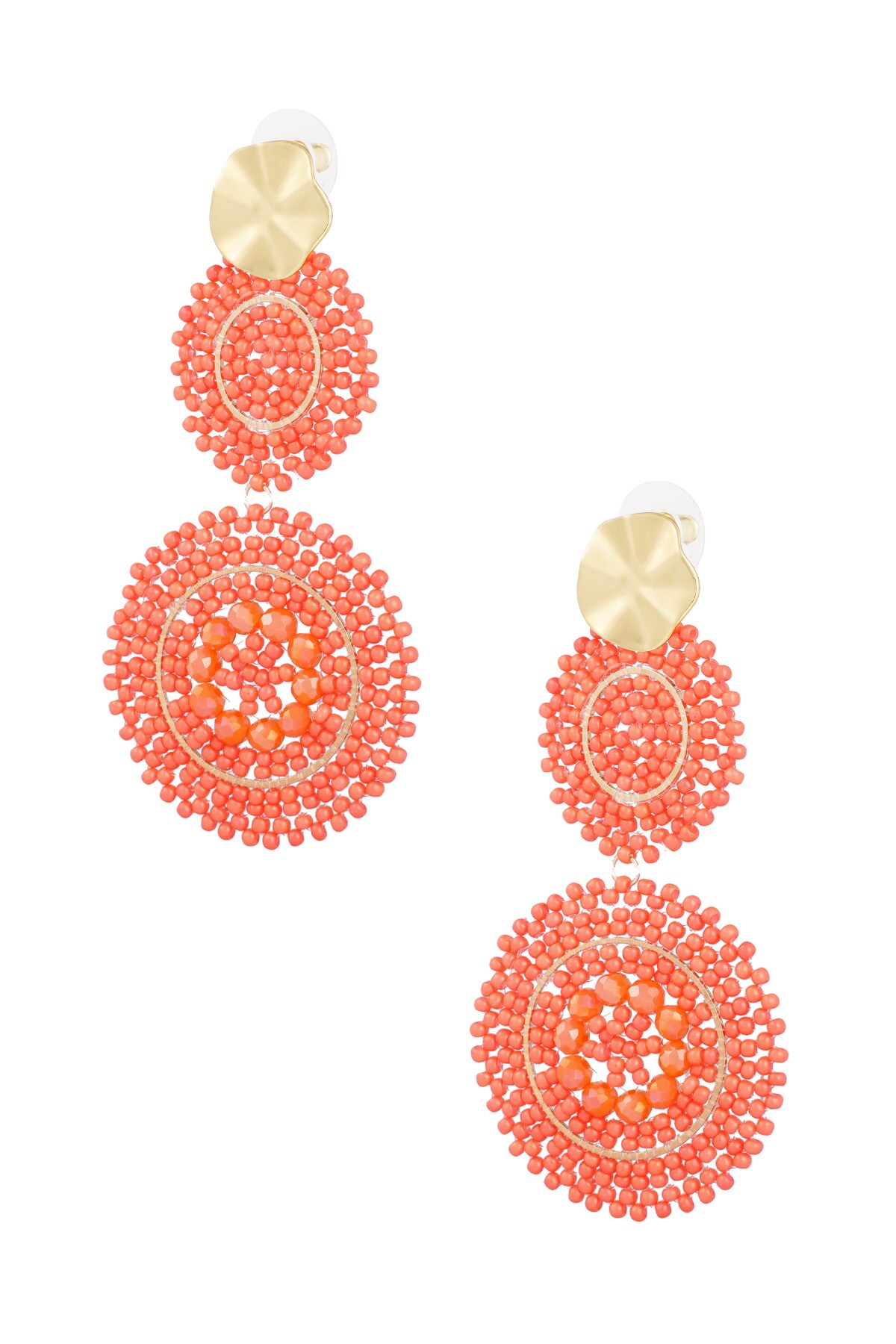 Earrings sunflower glass - orange gold h5 