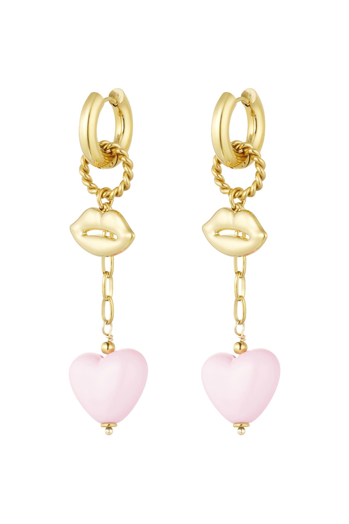 Earrings love on the lips - pink gold h5 