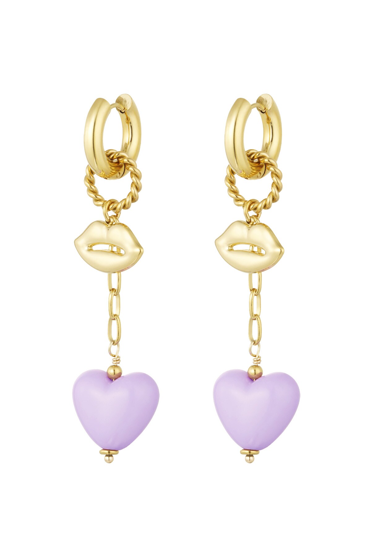 Earrings love on the lips - lilac 