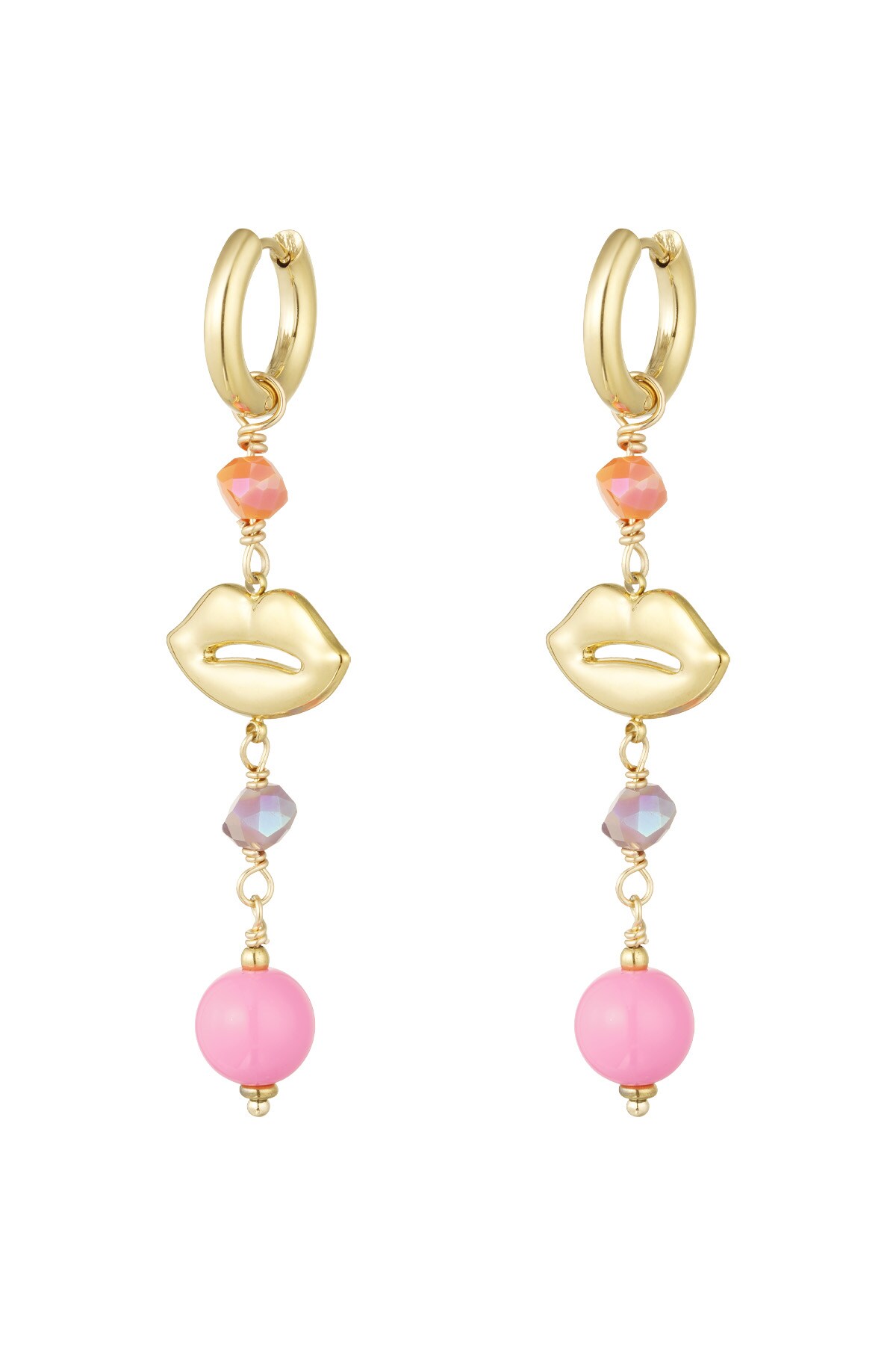 Earrings lips on fire - pink gold 