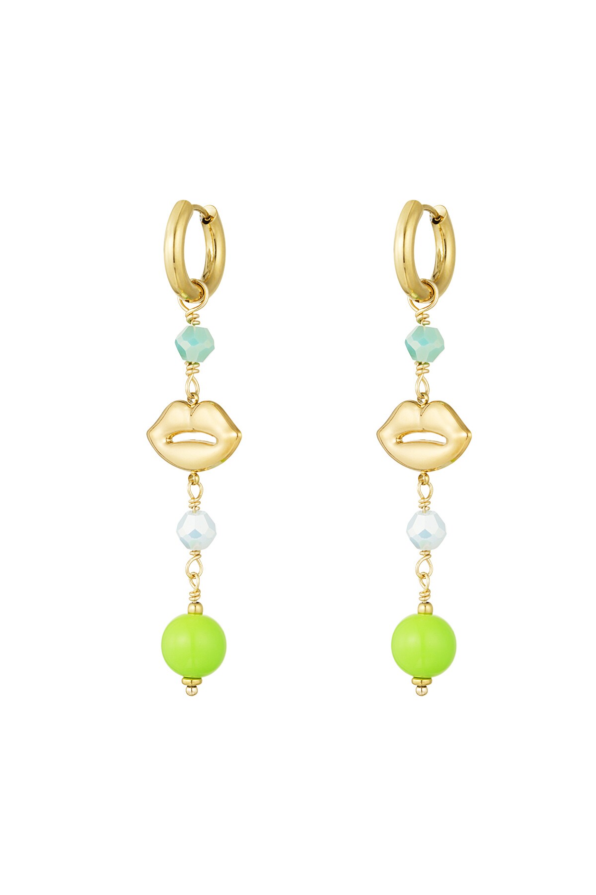 Earrings lips on fire - blue green h5 