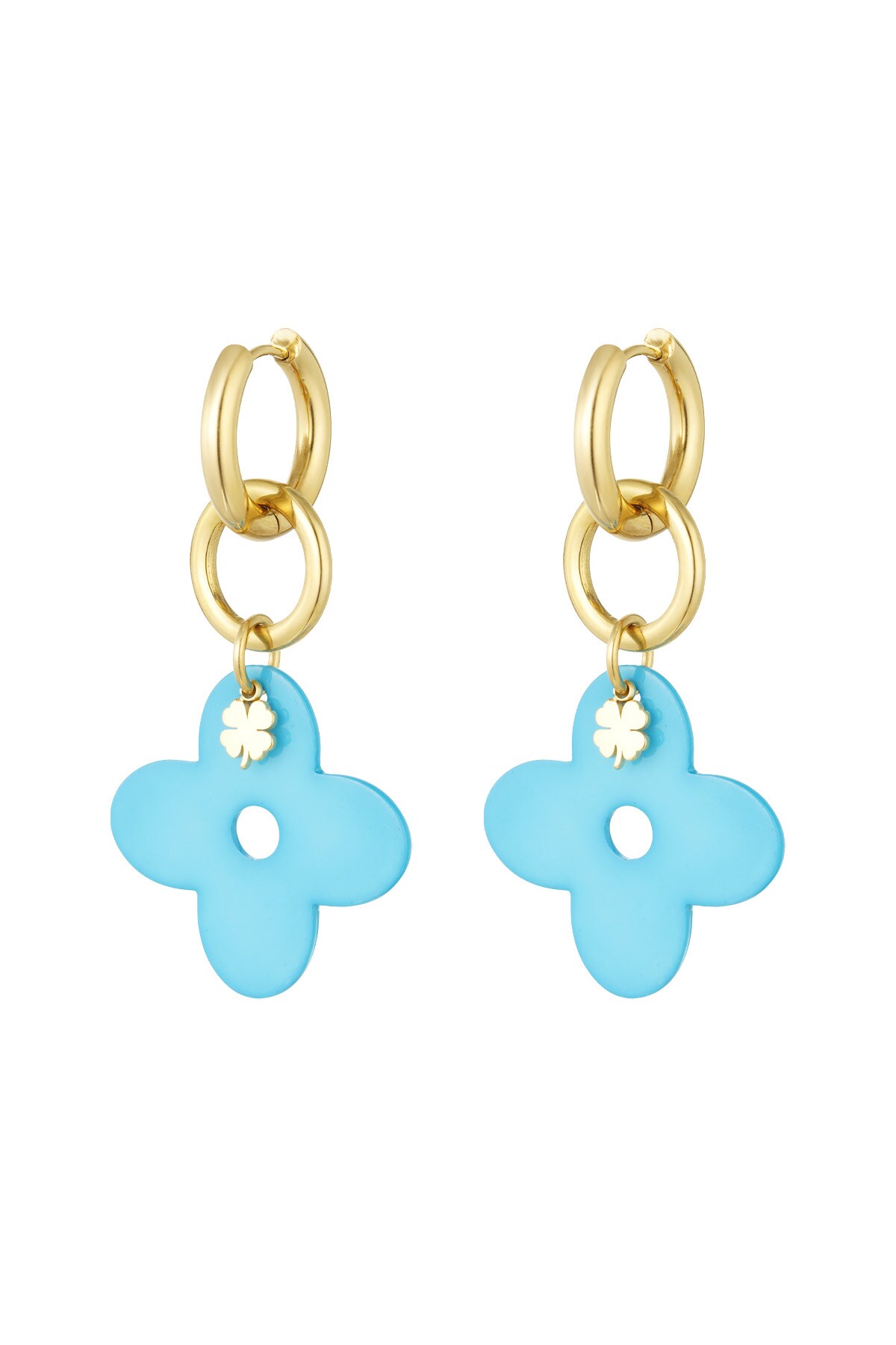 Earrings lucky number - blue gold h5 