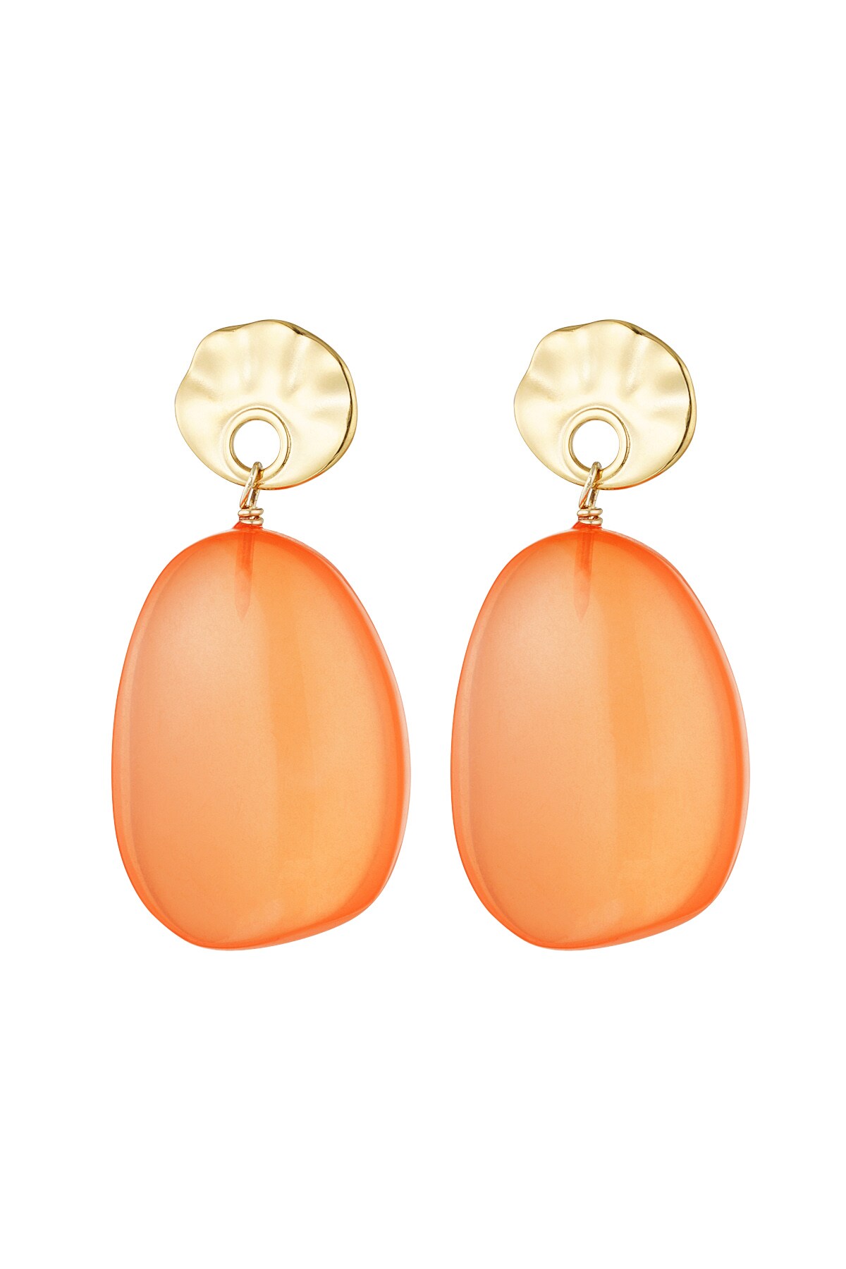 Earrings round and oval - orange/gold  