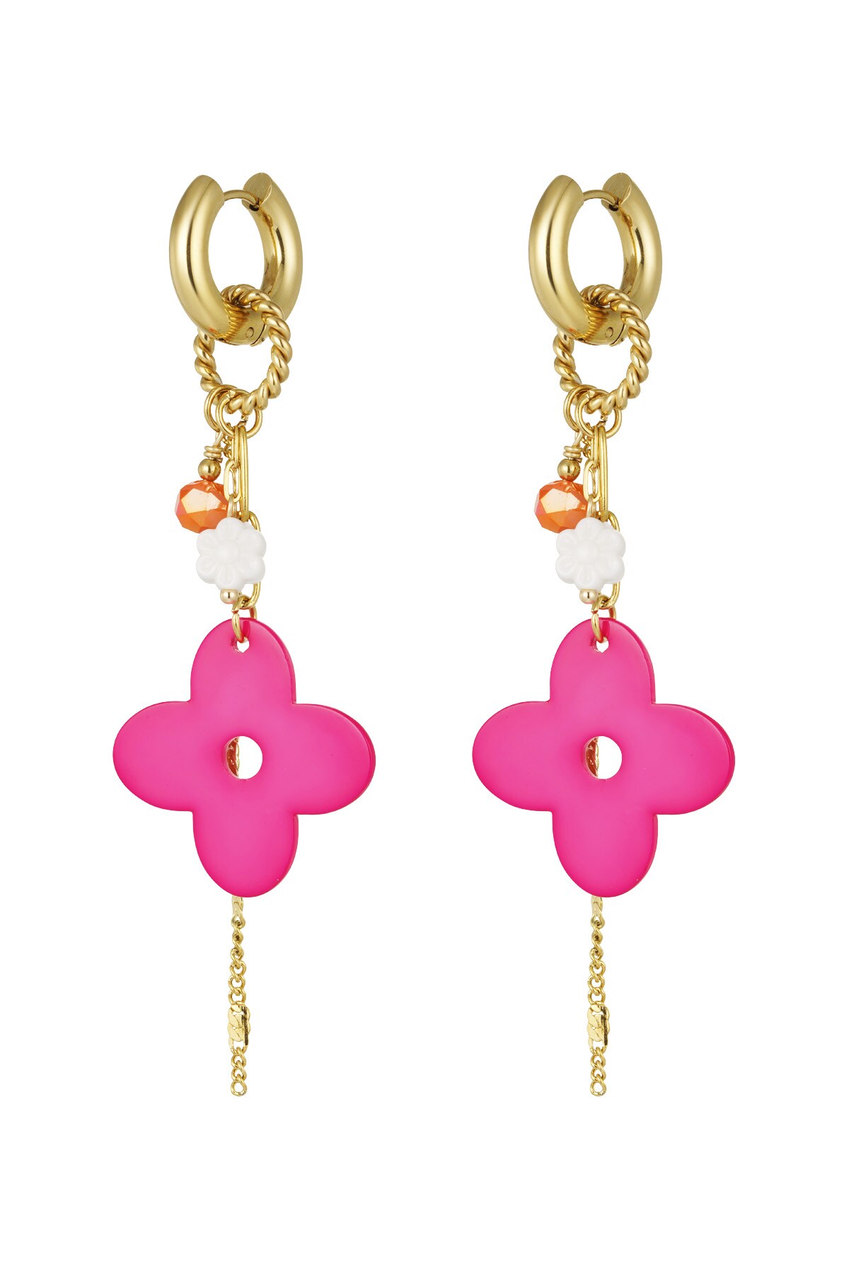 Earrings flower power - fuchsia h5 