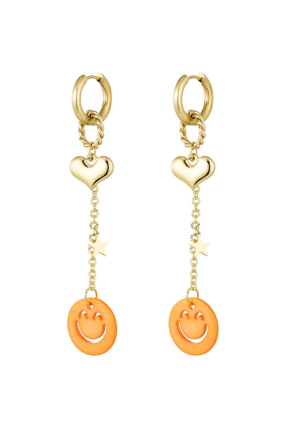 Earrings love to smile - orange gold h5 