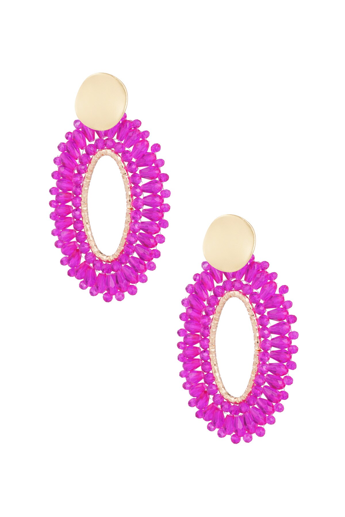 Oval statement earrings - fuchsia h5 