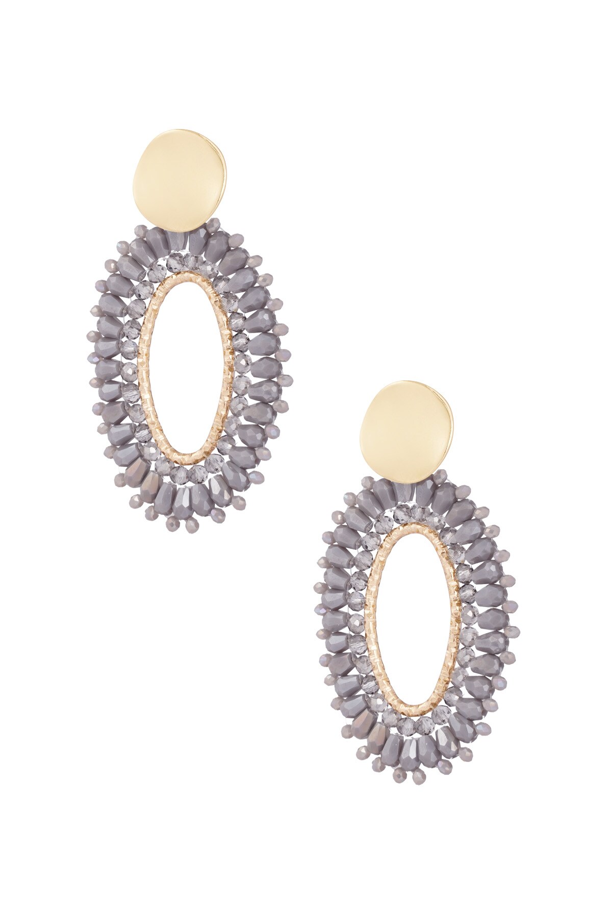 Oval statement earrings - dark gray  