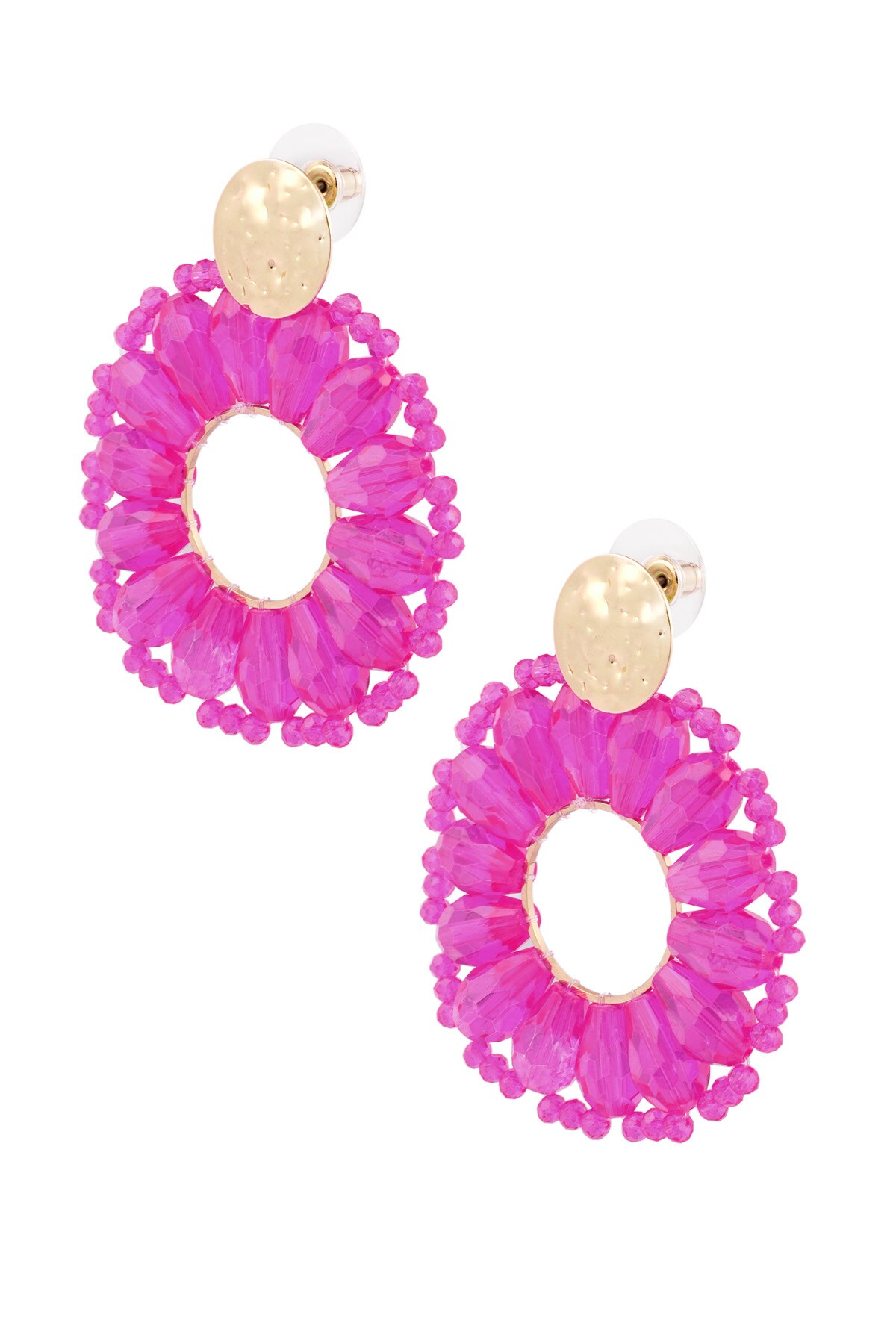 Statement daisy shape earrings - fuchsia  