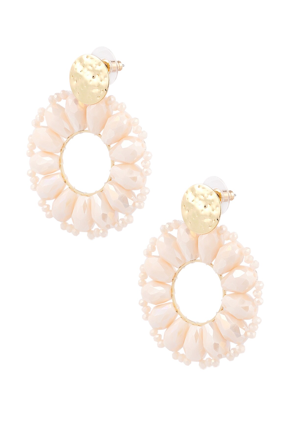 Statement daisy shape earrings - beige/gold  h5 