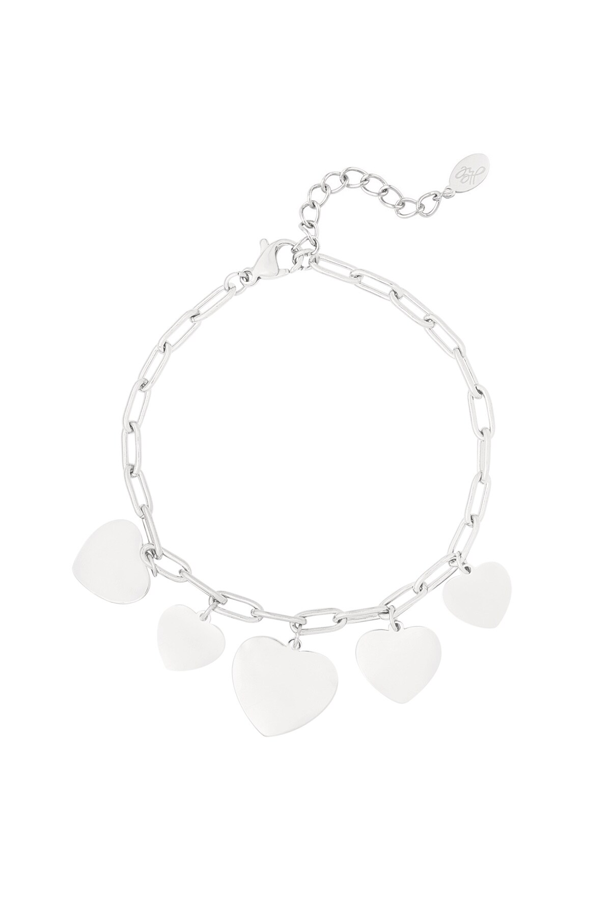 Linked bracelet with heart charms - Silver color h5 