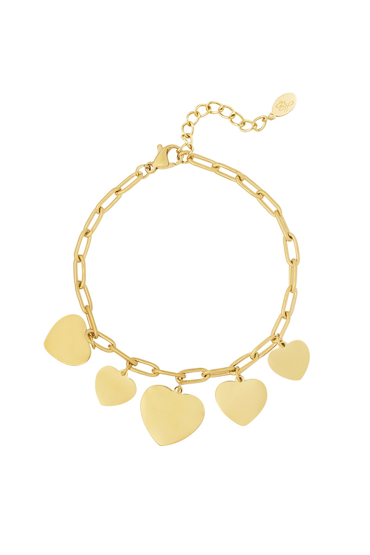 Linked bracelet with heart charms - Gold color h5 