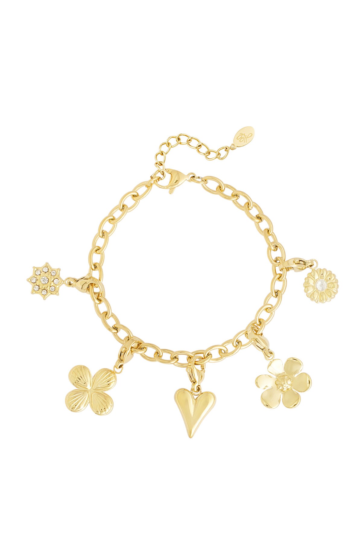 Bracelet with heart-shaped charms - Gold color 