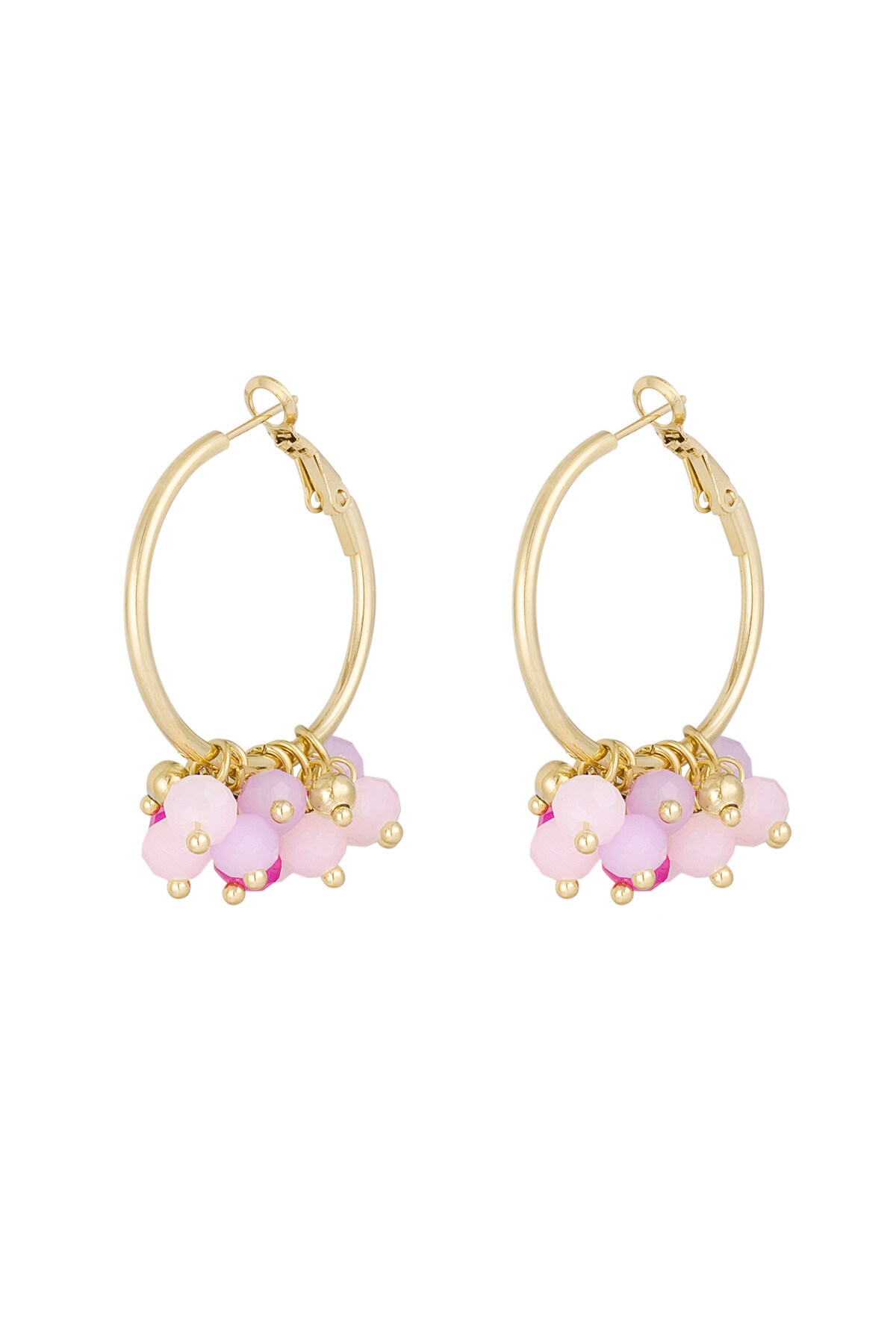 Cheerful earring with colored crystals - fuchsia 