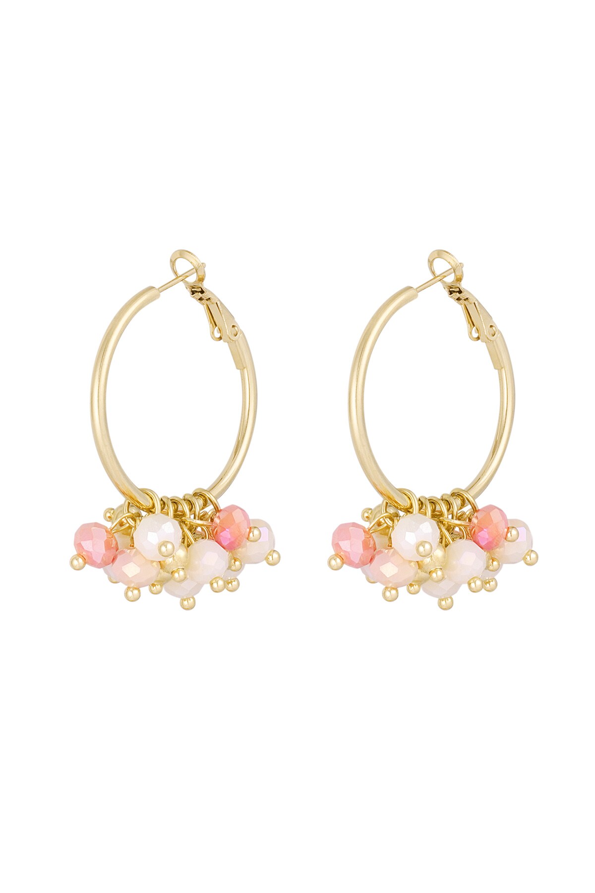 Cheerful earring with colored crystals - coral 