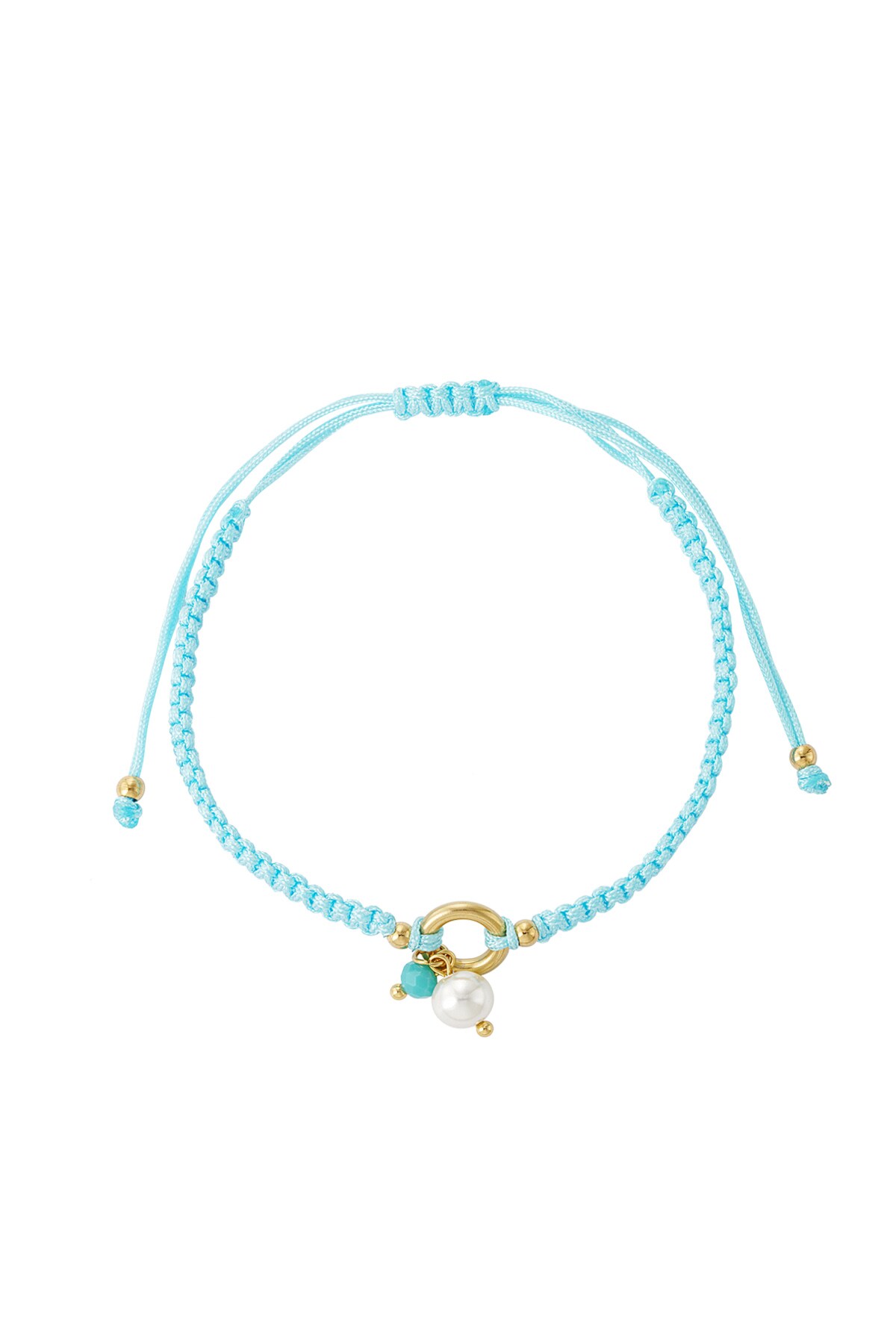 Braided bracelet with pearl - light blue h5 