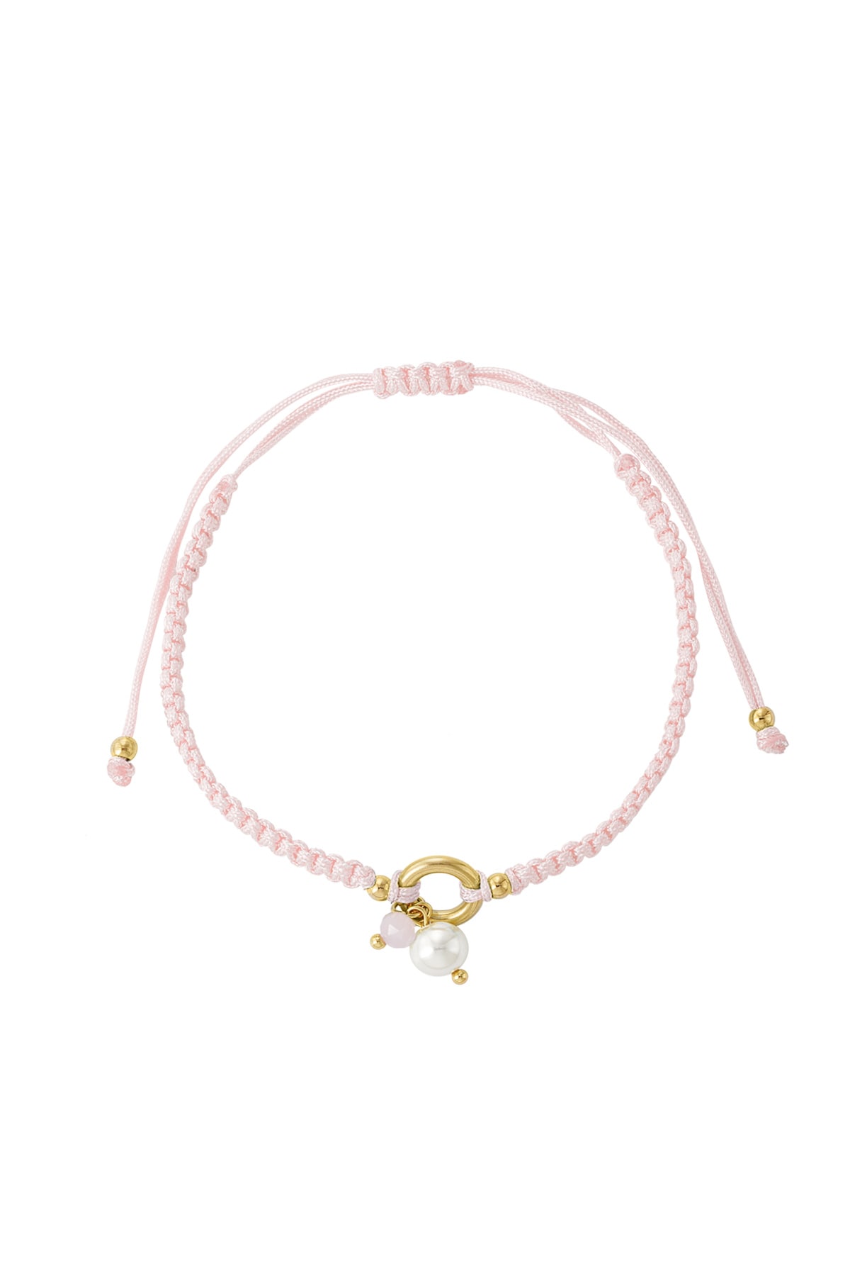 Bracelet tressé avec perle - rose clair h5 