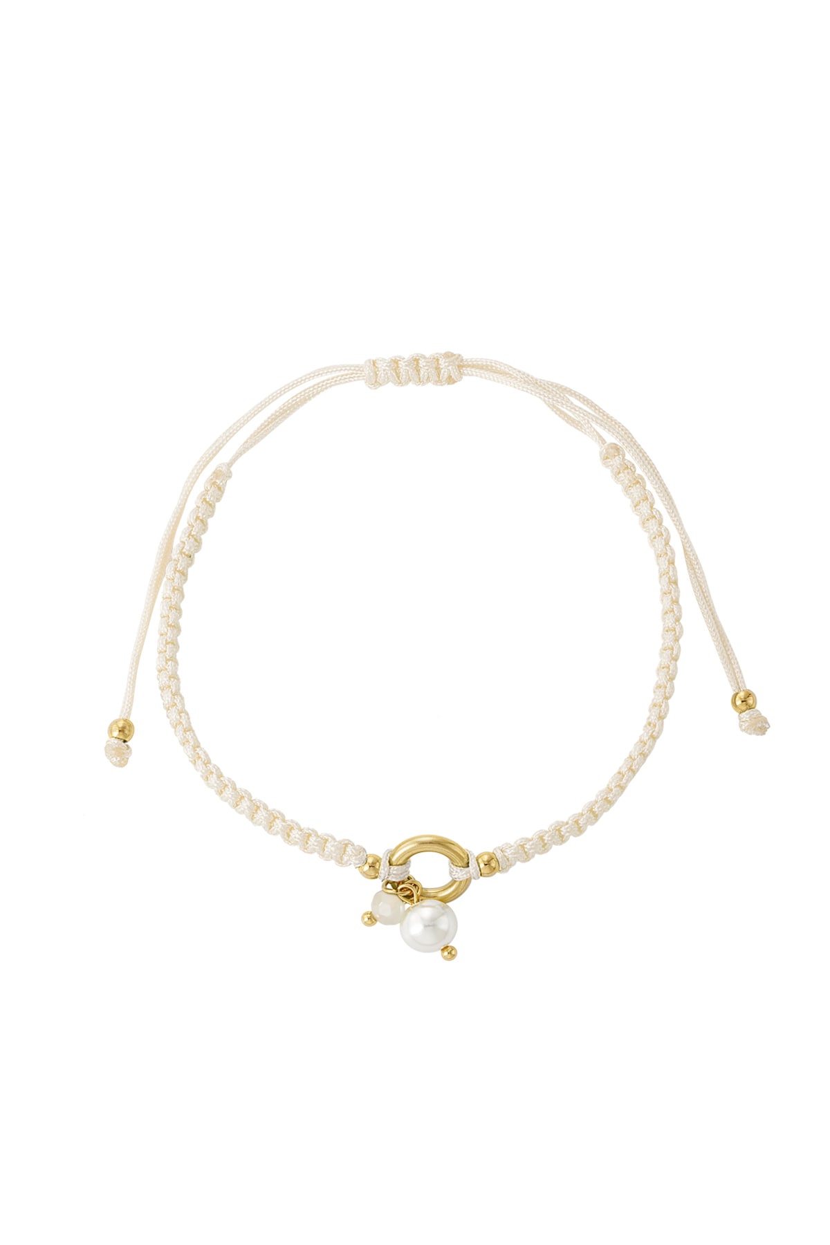 Pulsera trenzada con perla - beige h5 