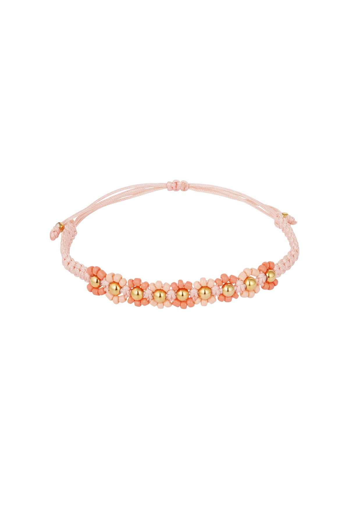 Pulsera trenzada con flores - naranja/oro  h5 