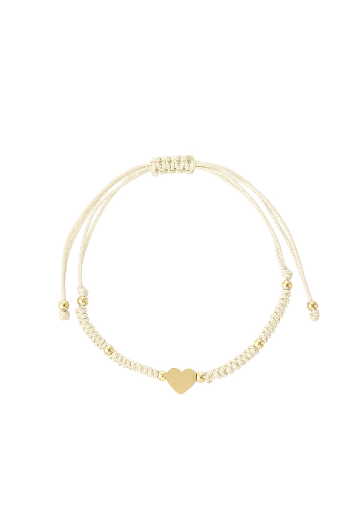 Braided bracelet with heart - beige/gold 