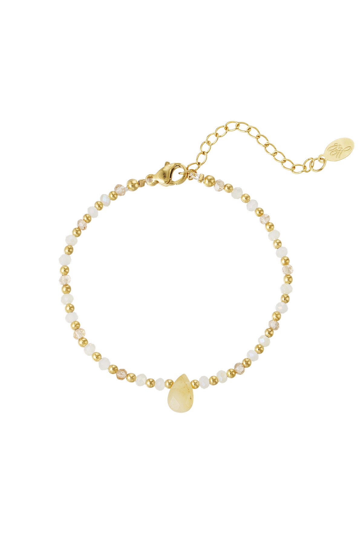 Bead bracelet with drop charm - off-white 