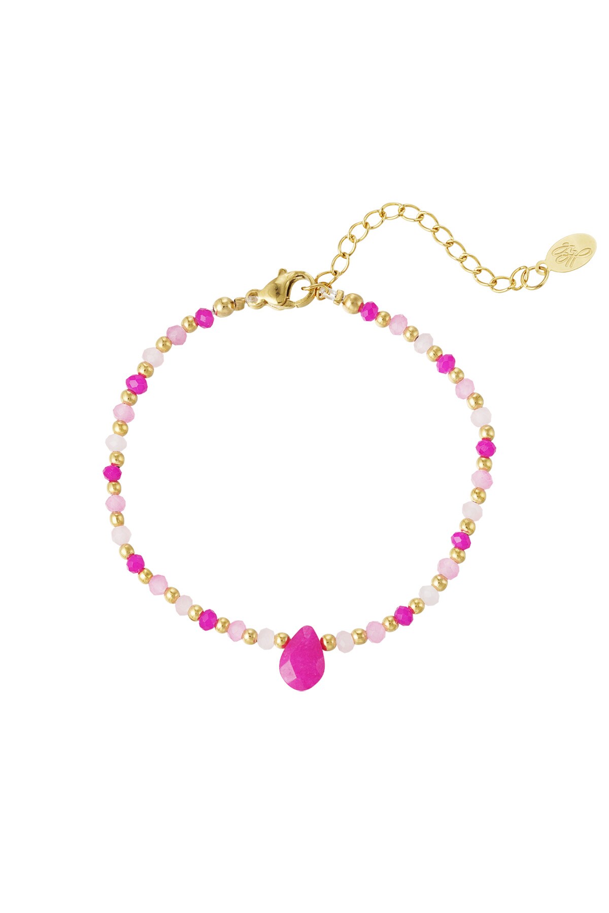 Bead bracelet with drop charm - fuchsia h5 