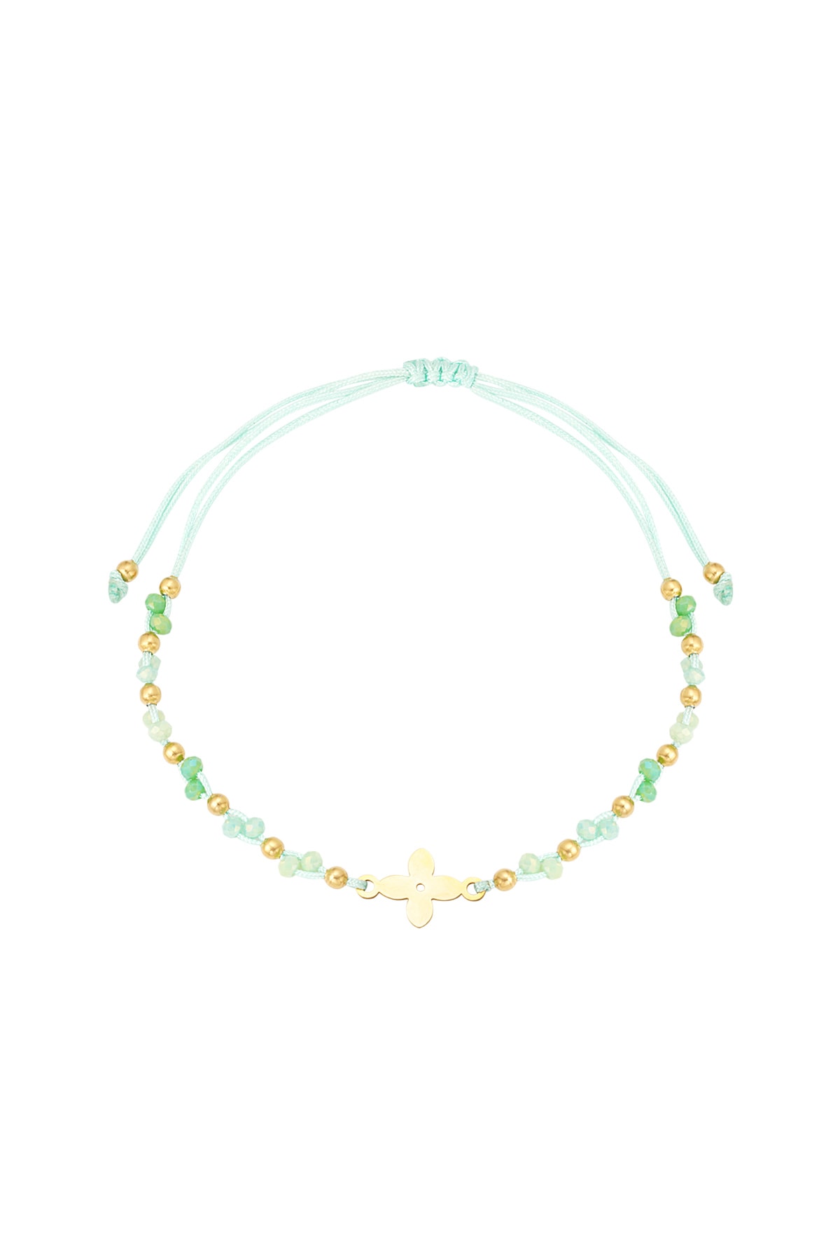 summer bracelet with beads - green / gold h5 