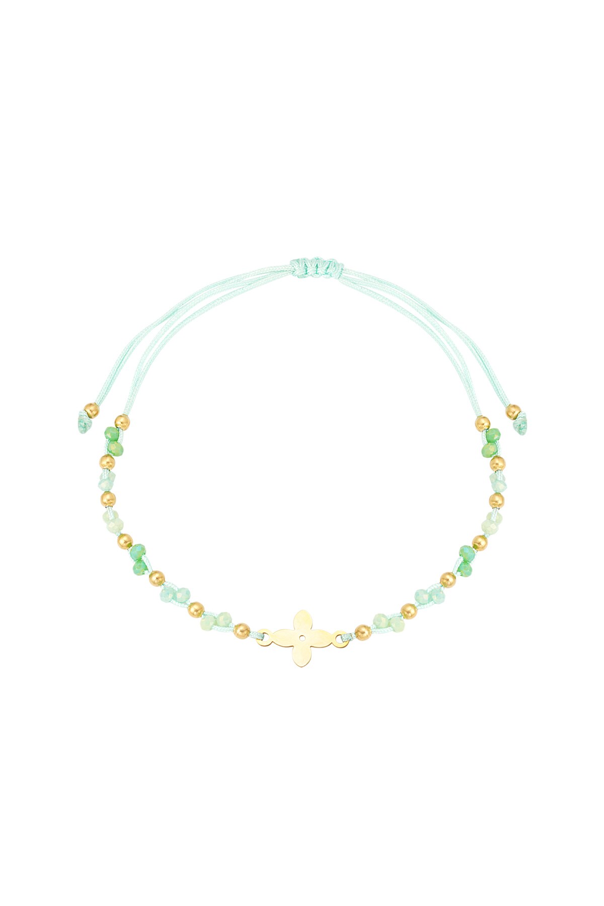 summer bracelet with beads - green / gold 