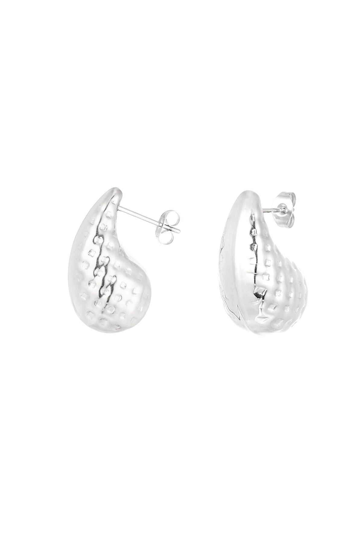 Drop earrings with structure small - Silver color h5 