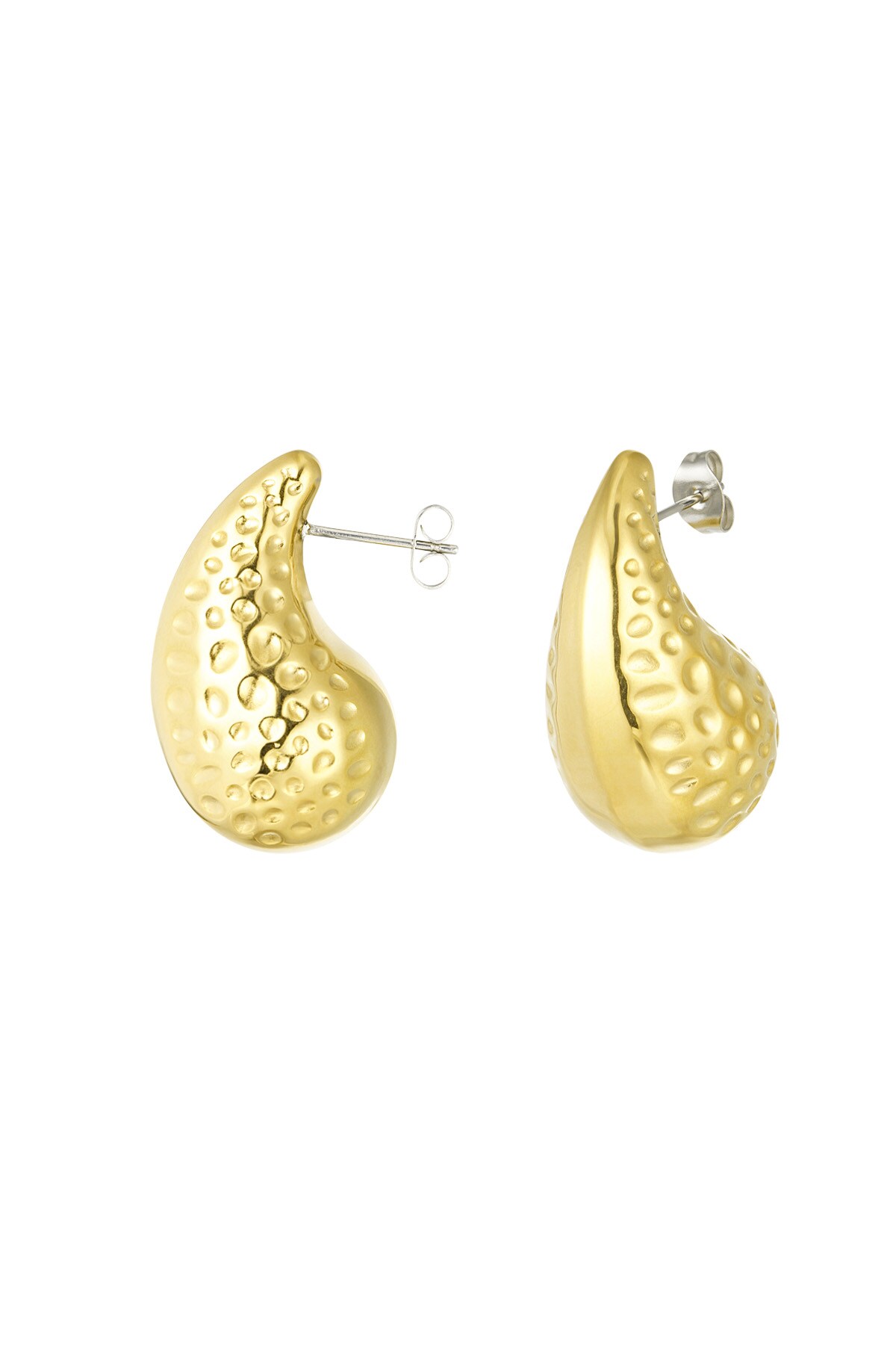 Drop earrings with structure medium - Gold color h5 