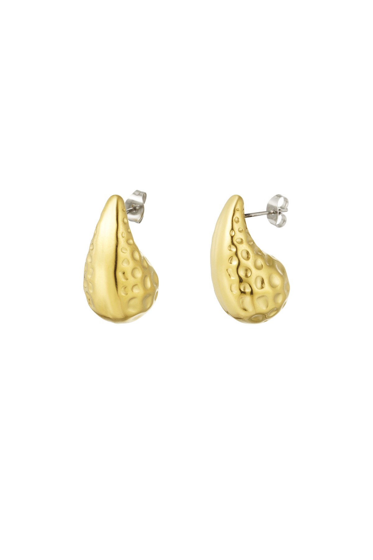 Stainless Steel Heart Vintage Stud Earring - Gold color 