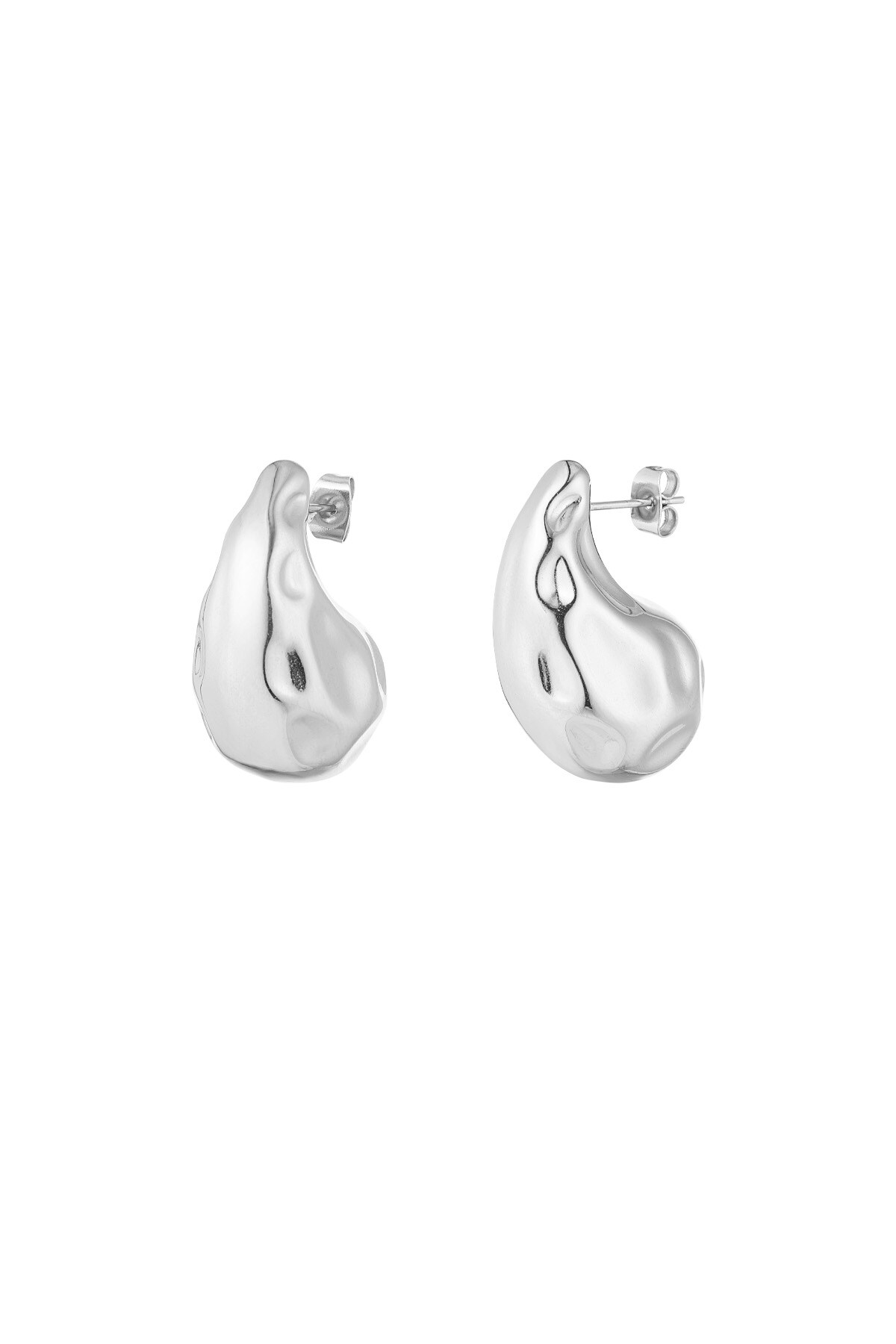 Dented drop earrings - Silver color h5 