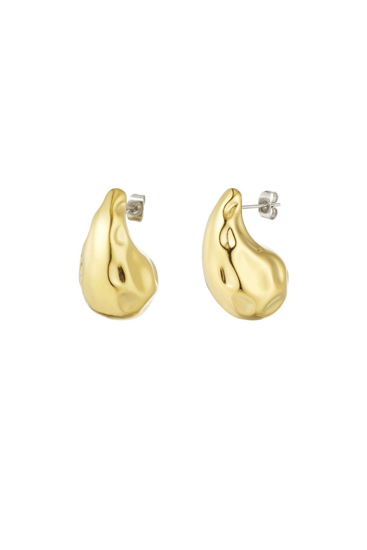 Dented drop earrings - Gold color h5 