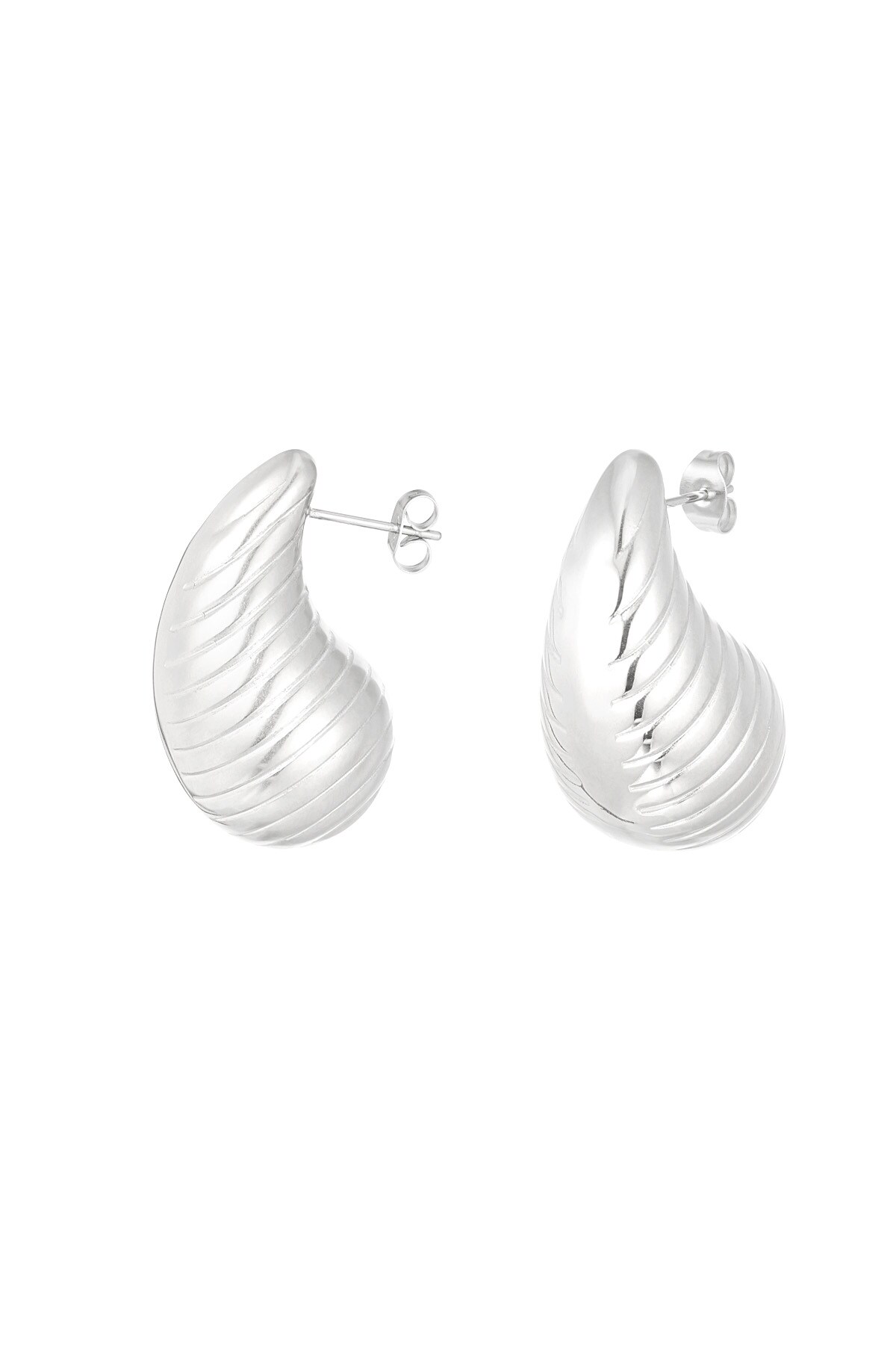 Drop structured earrings - Silver color h5 