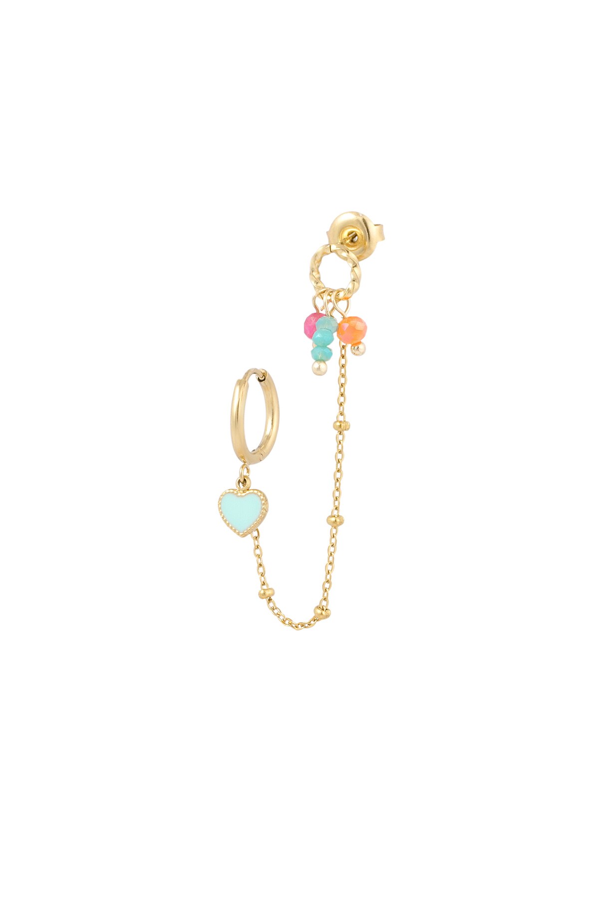 Double summer love earring - Gold color h5 