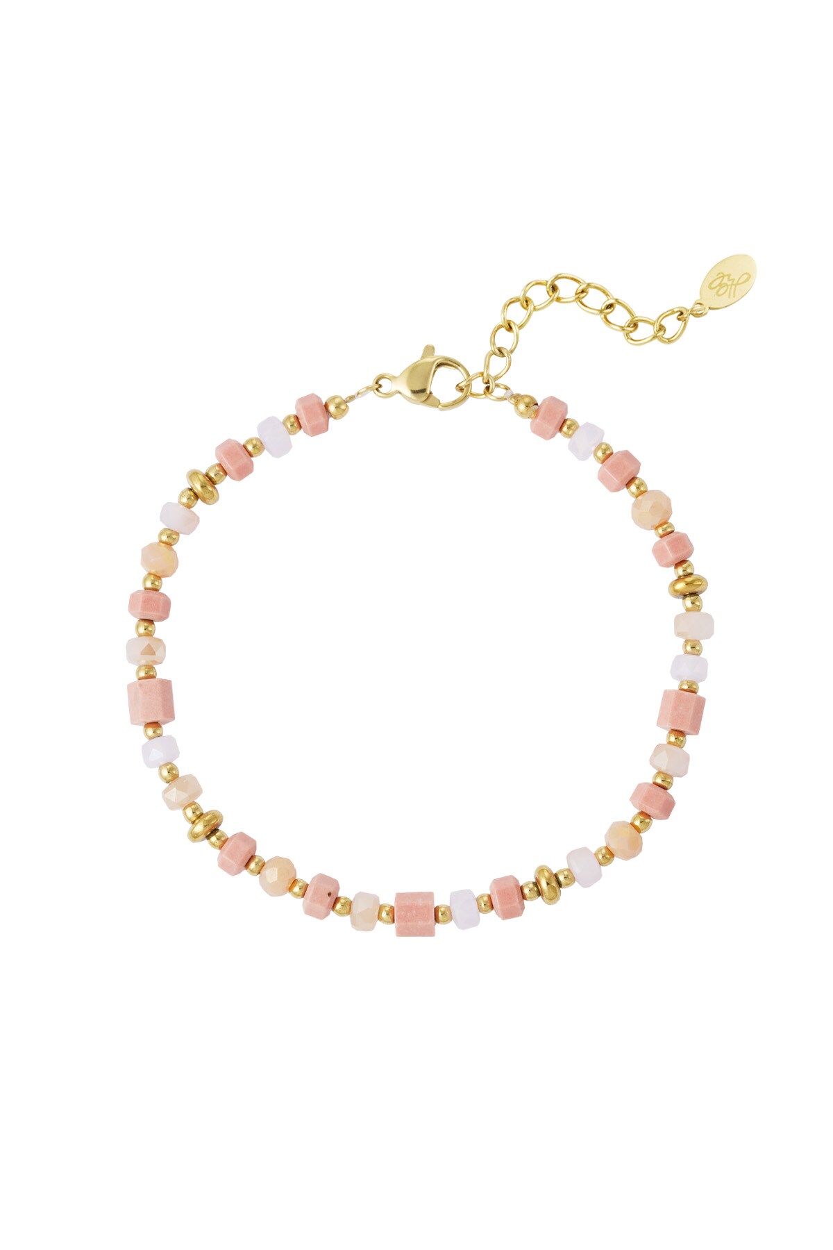 Colorful festival bracelet - pink/gold  h5 