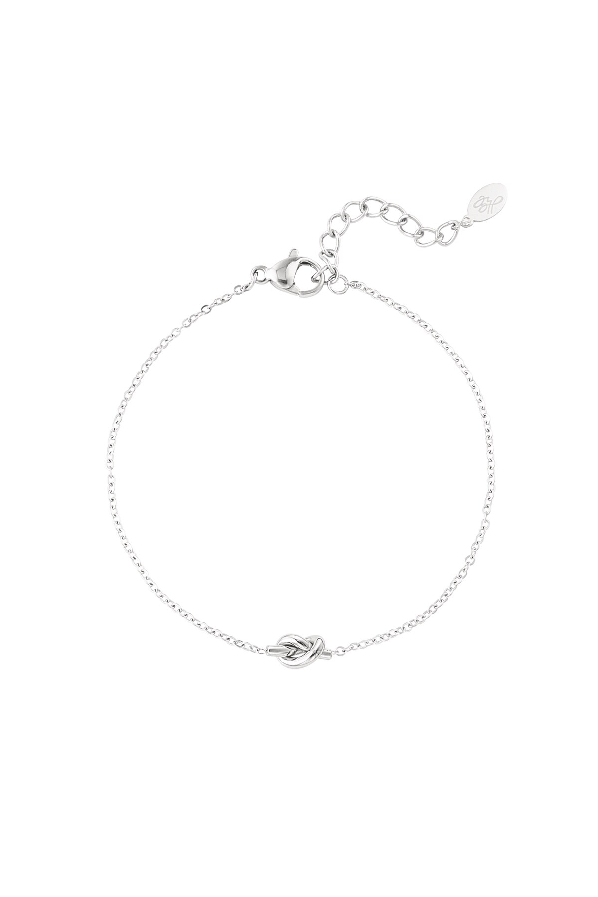 Simple bracelet with knotted charm - Silver color h5 