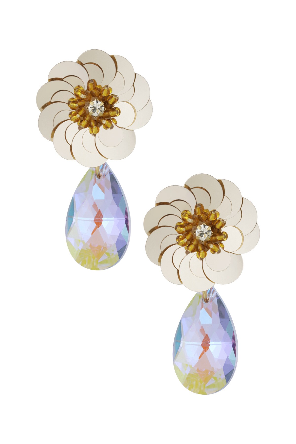 Chic flower earrings - champagne  