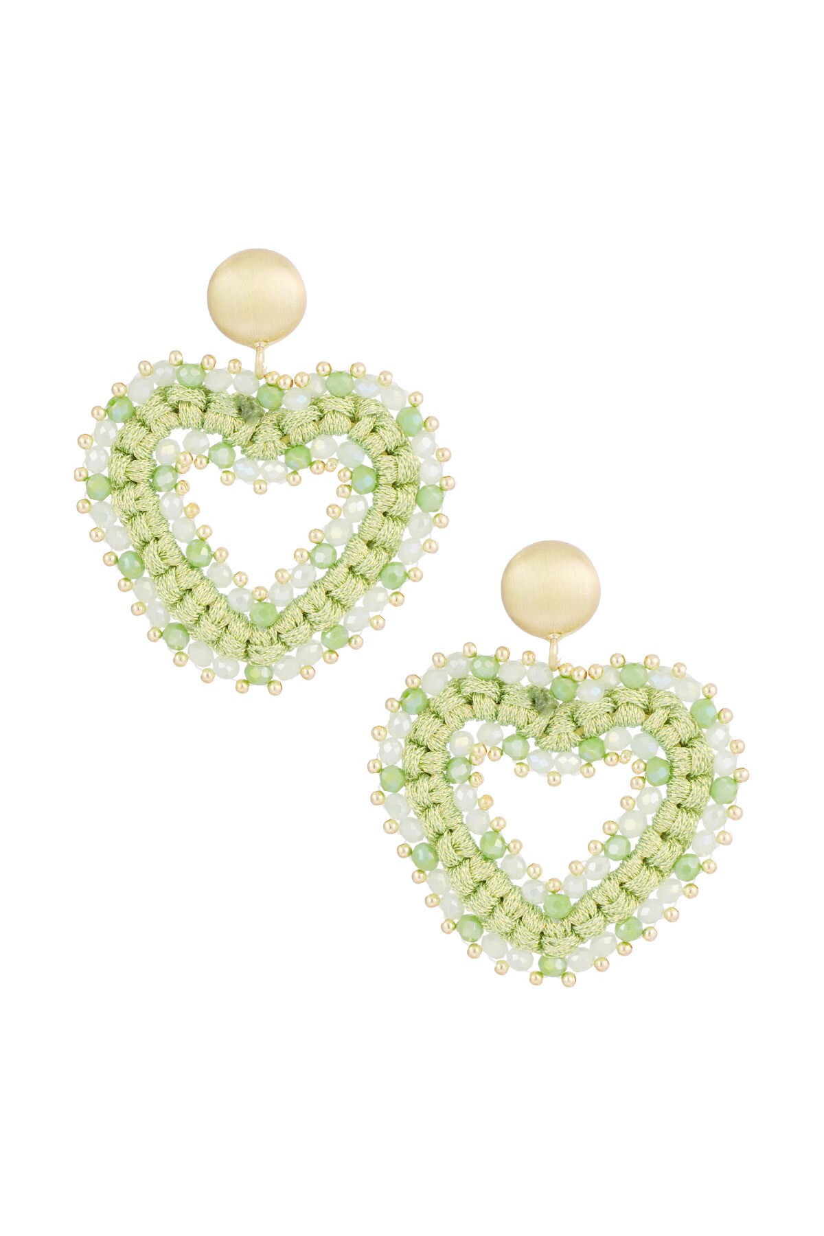 Earrings love all the way - green gold 