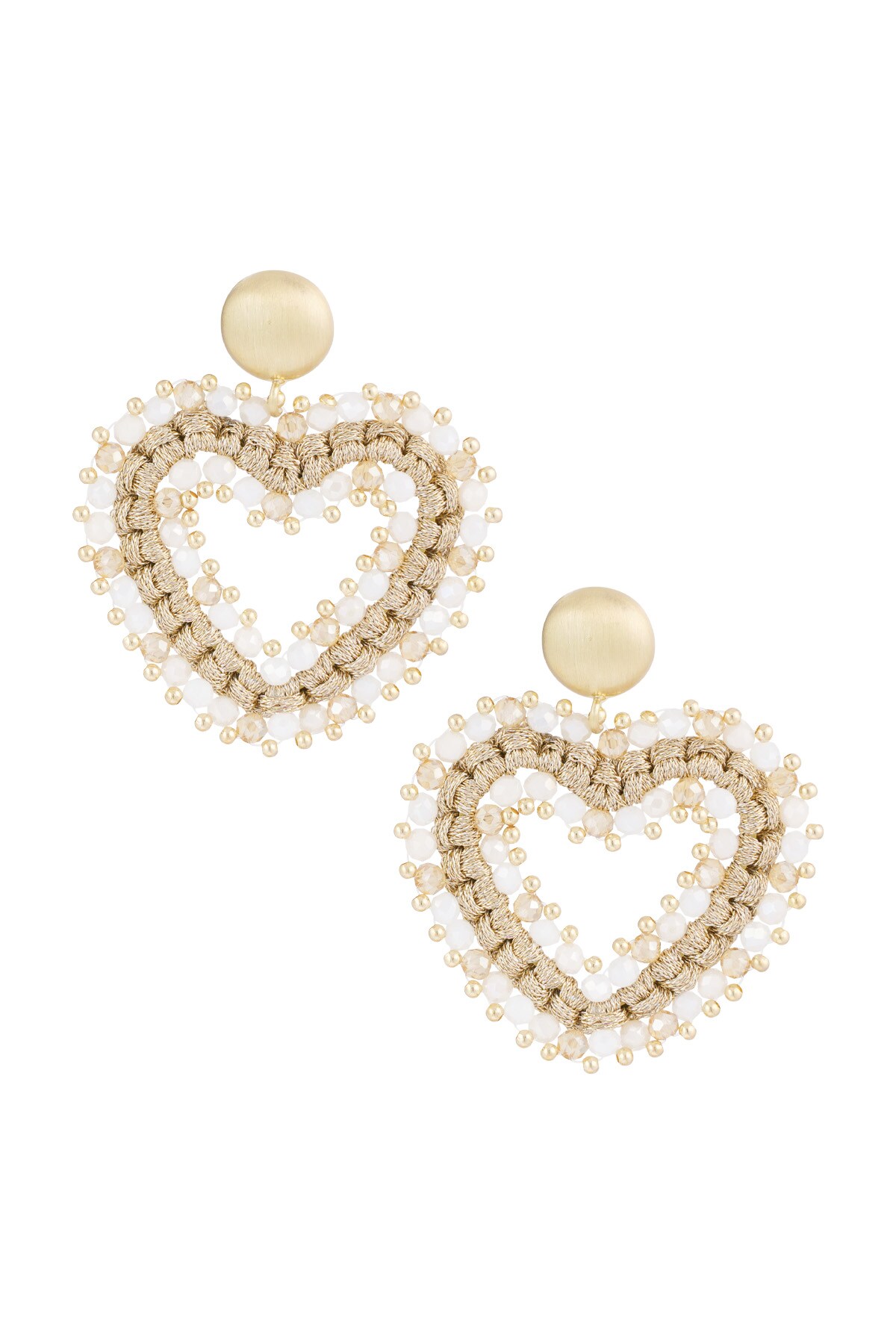 Earrings love all the way - beige gold 