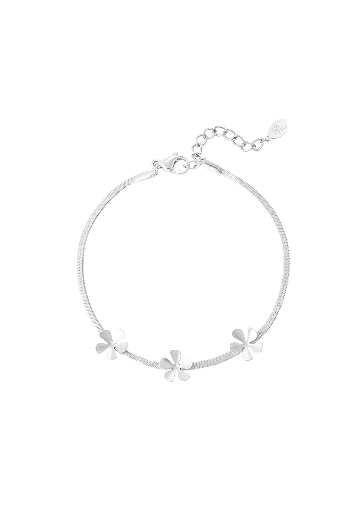 Bracelet 3 basic flowers - Silver color h5 