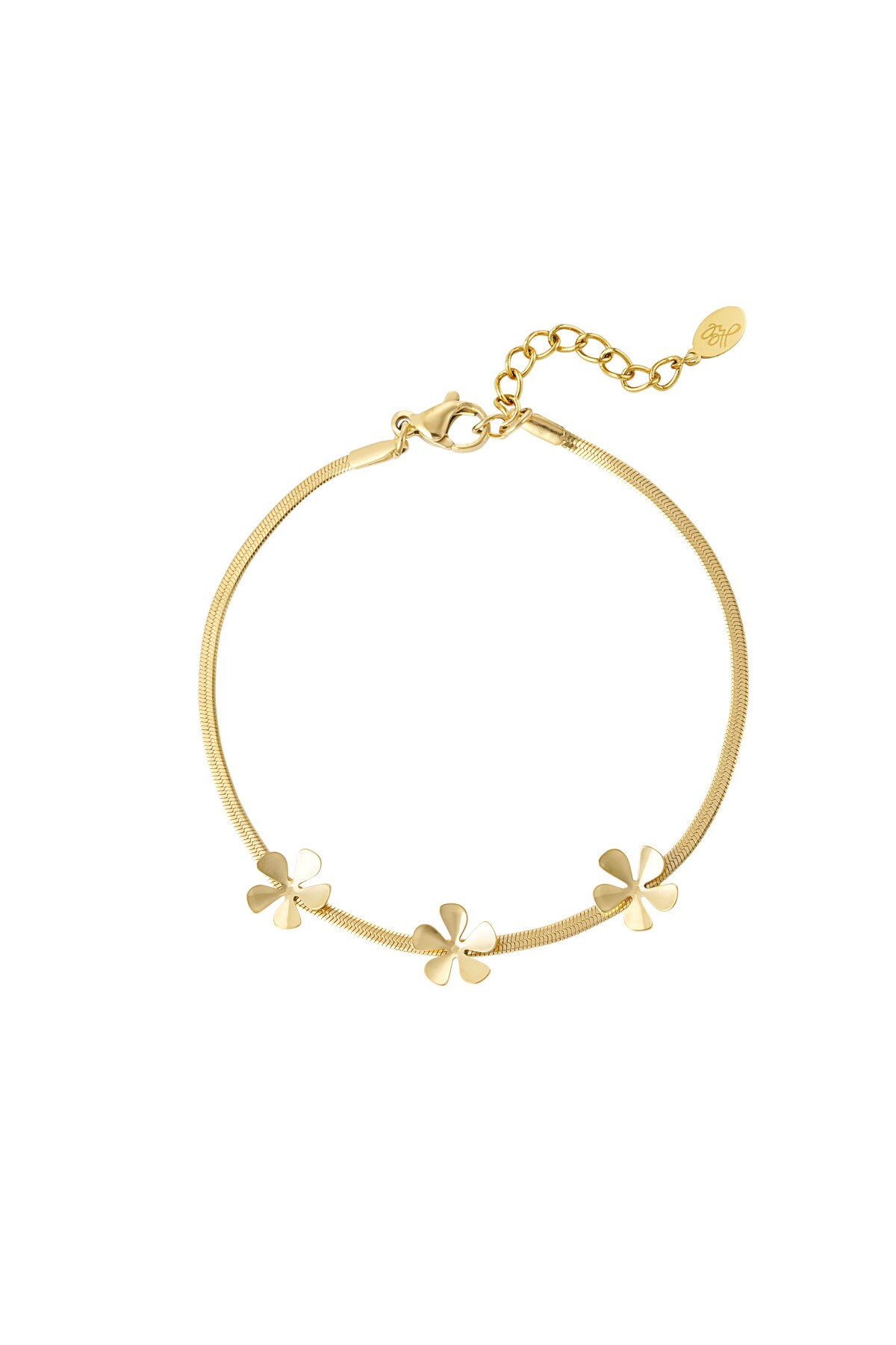 Bracelet 3 basic flowers - Gold color h5 