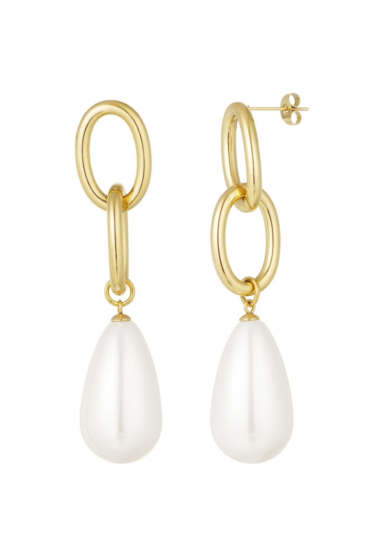 Ring earring with pearl pendant - Gold color h5 