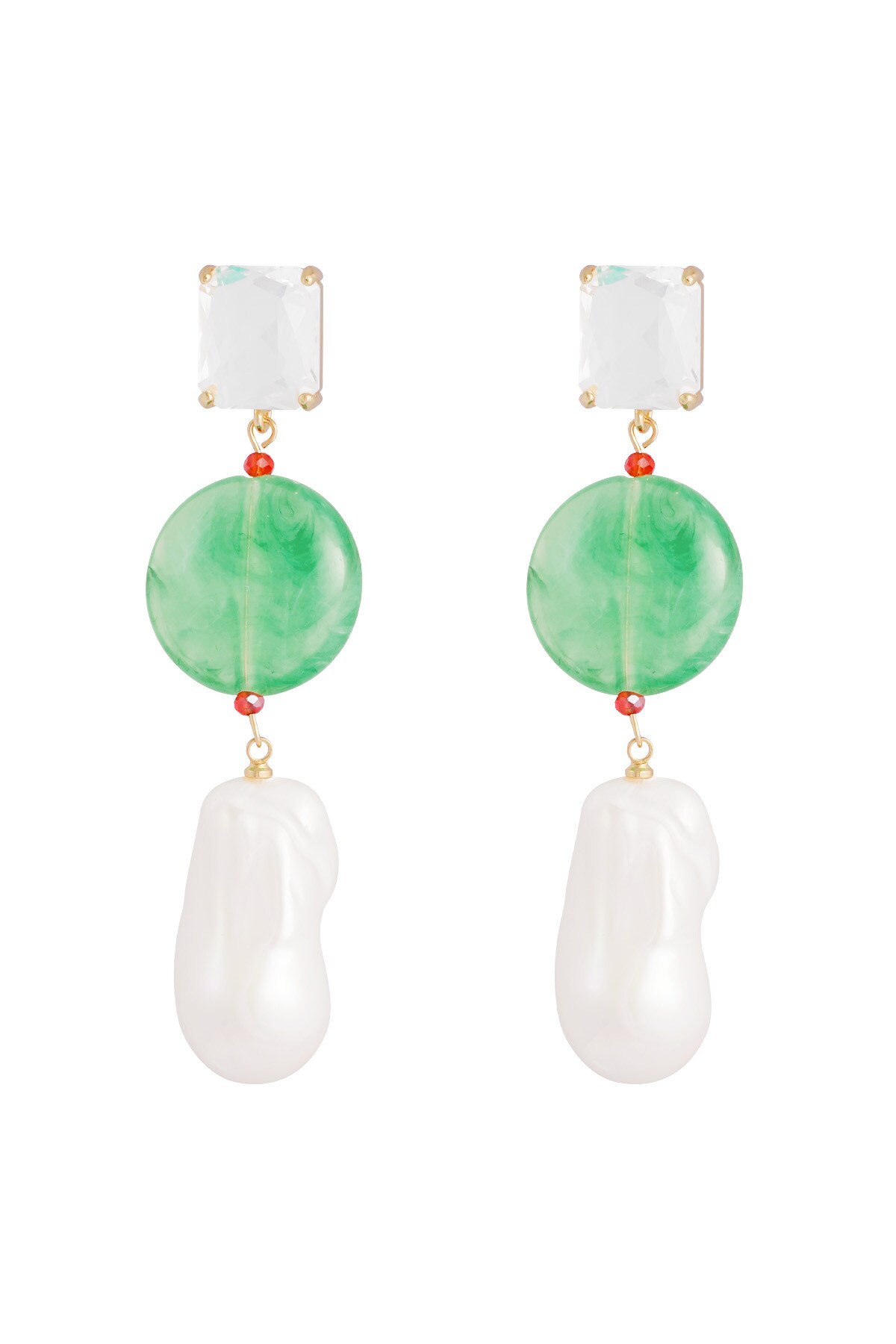 Earrings vintage pearls - green h5 