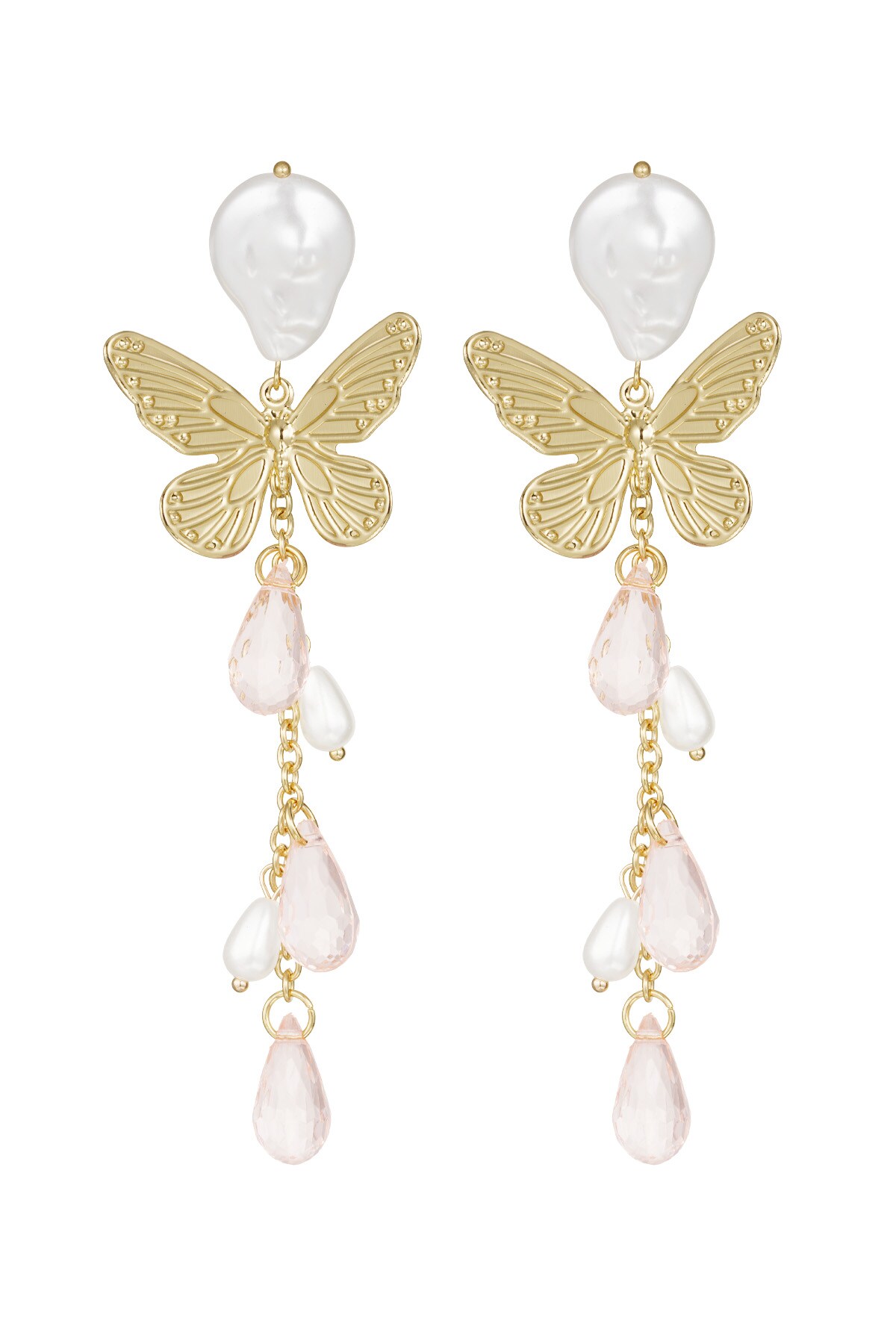 Butterfly earrings - pale pink 