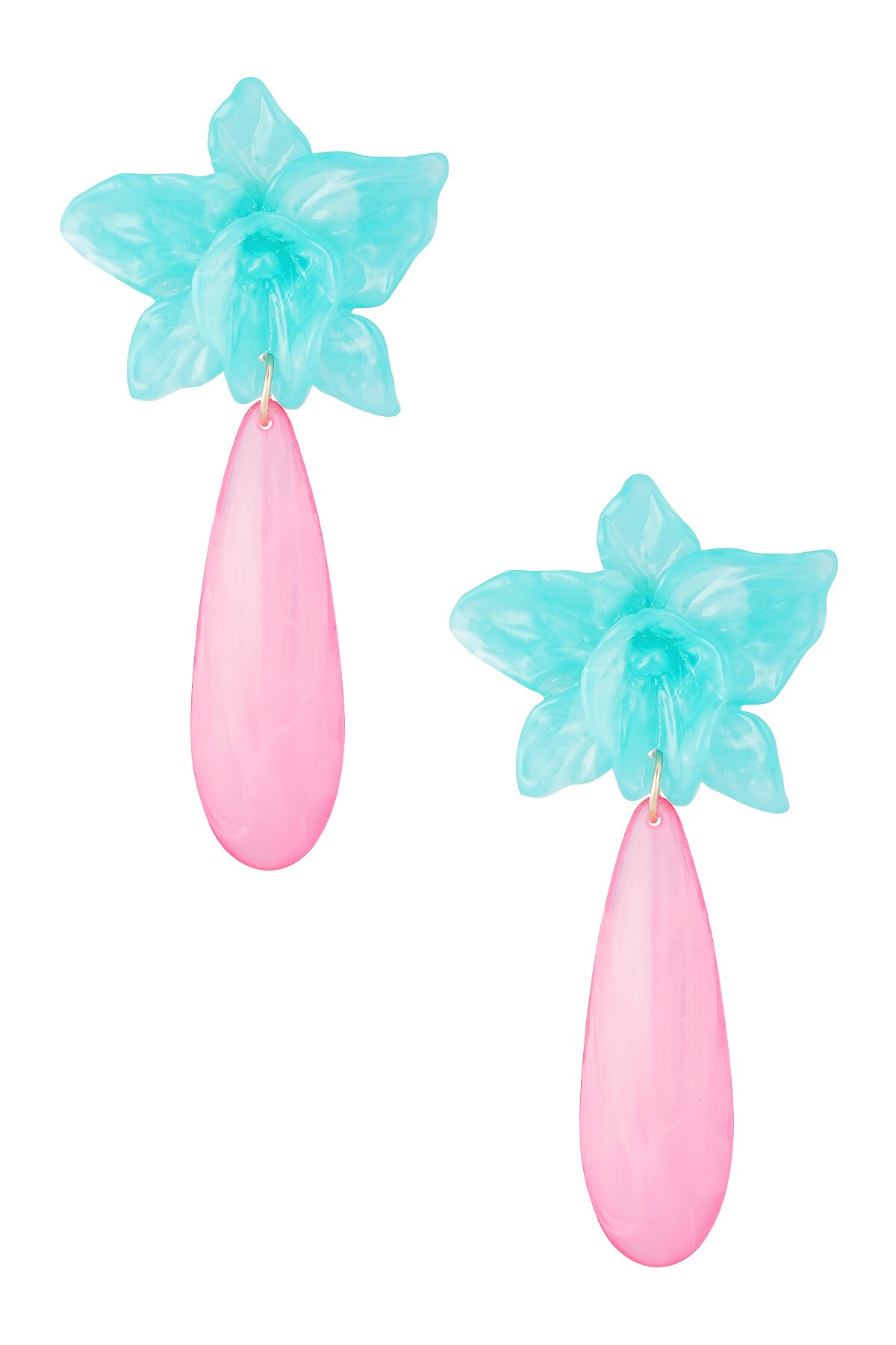 Lily earring with pink drop - blue   h5 