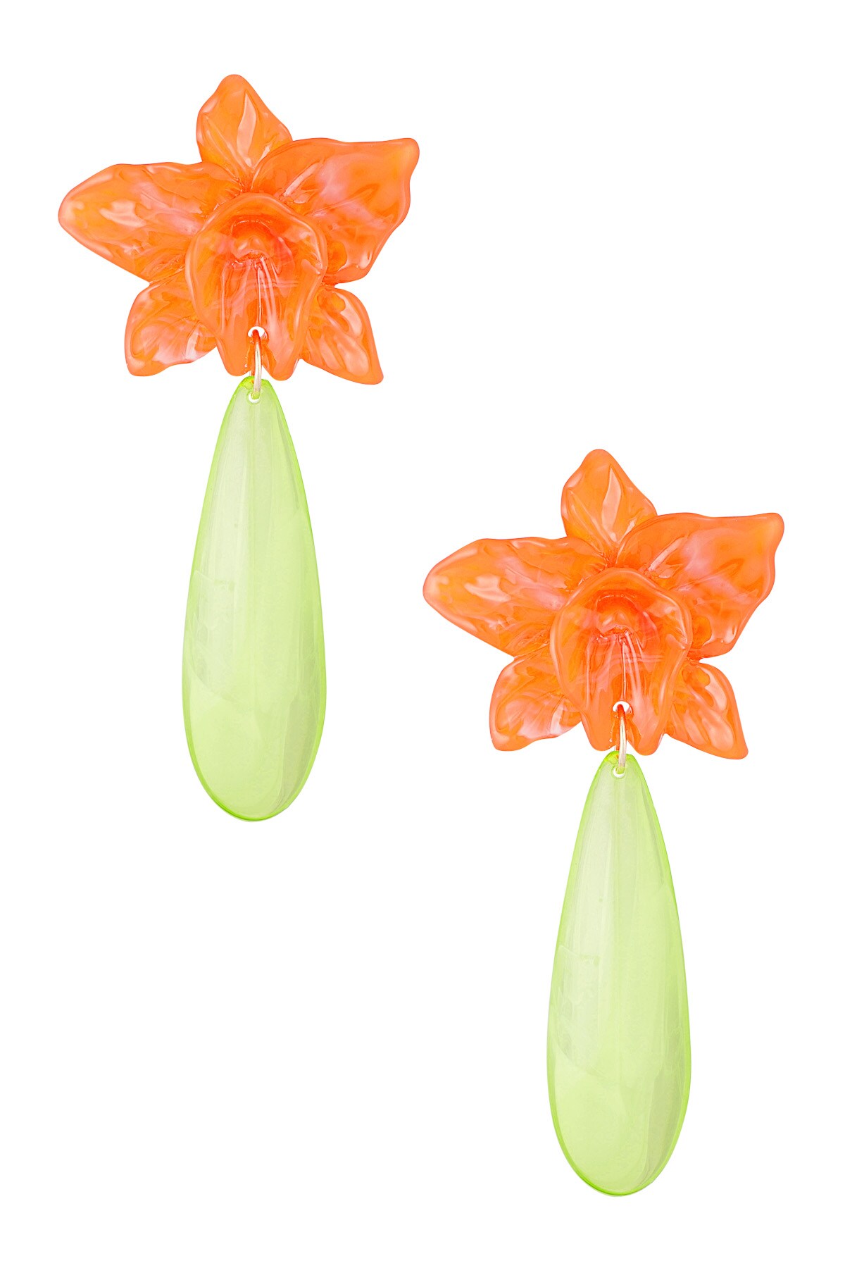 Lily earring with green drop - yellow/blue  h5 