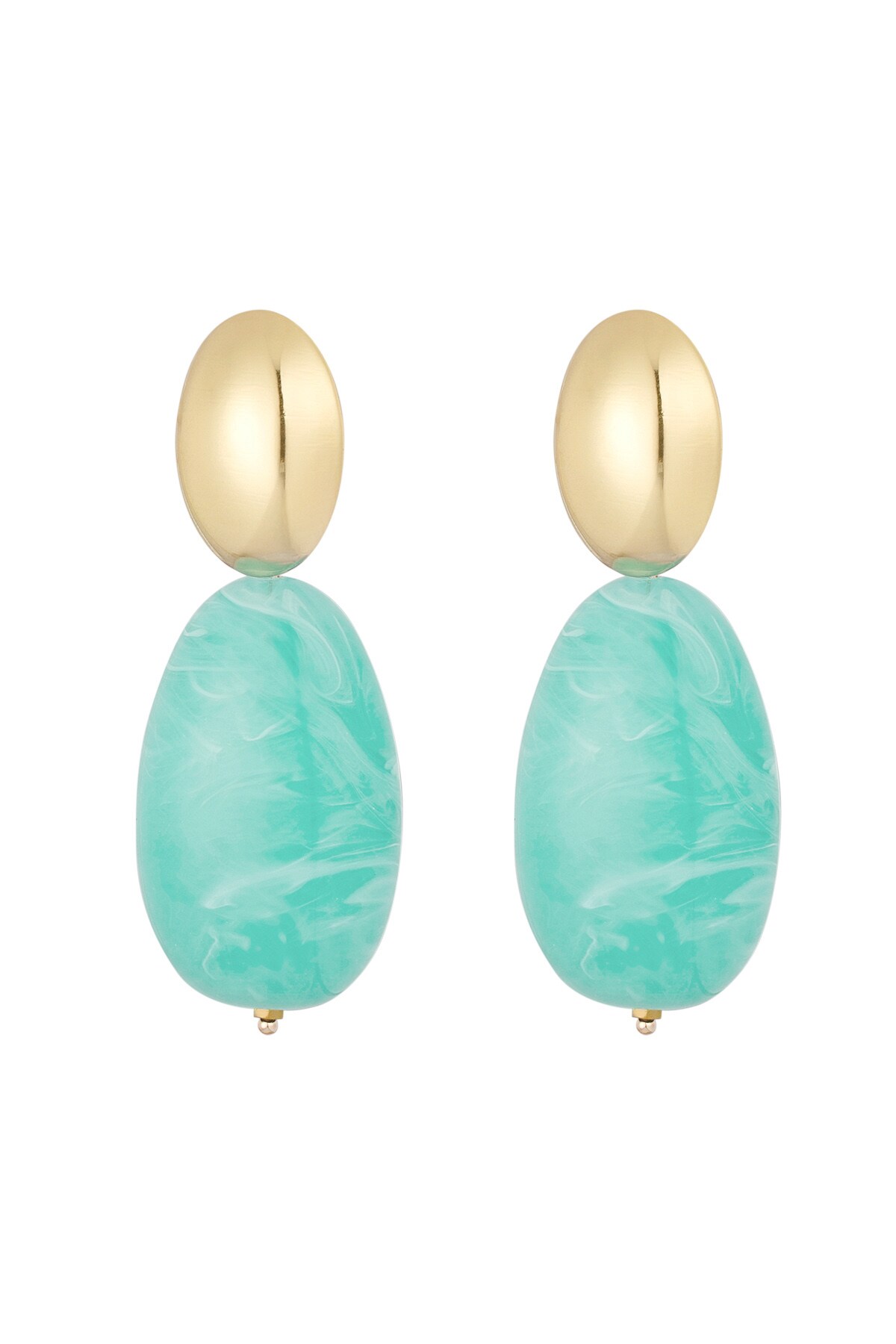 Double statement earrings - turquiose/gold  