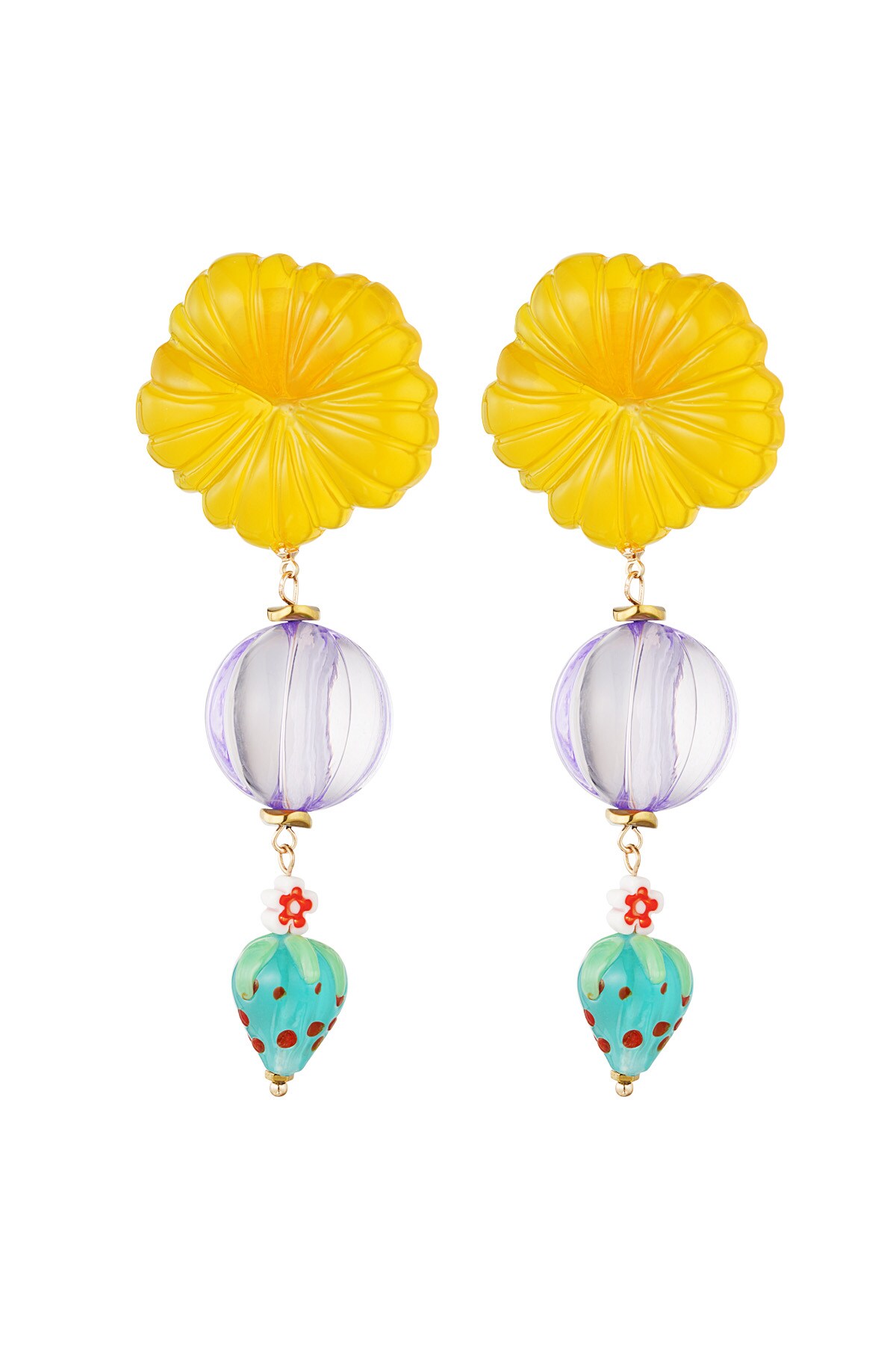 Strawberry love earrings - mustard h5 