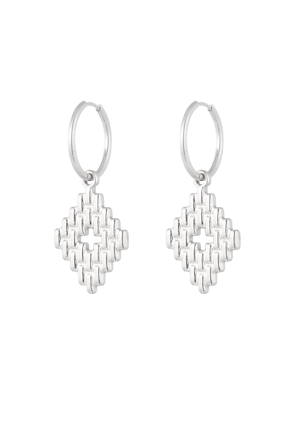 Earrings with structured charms - Silver color h5 